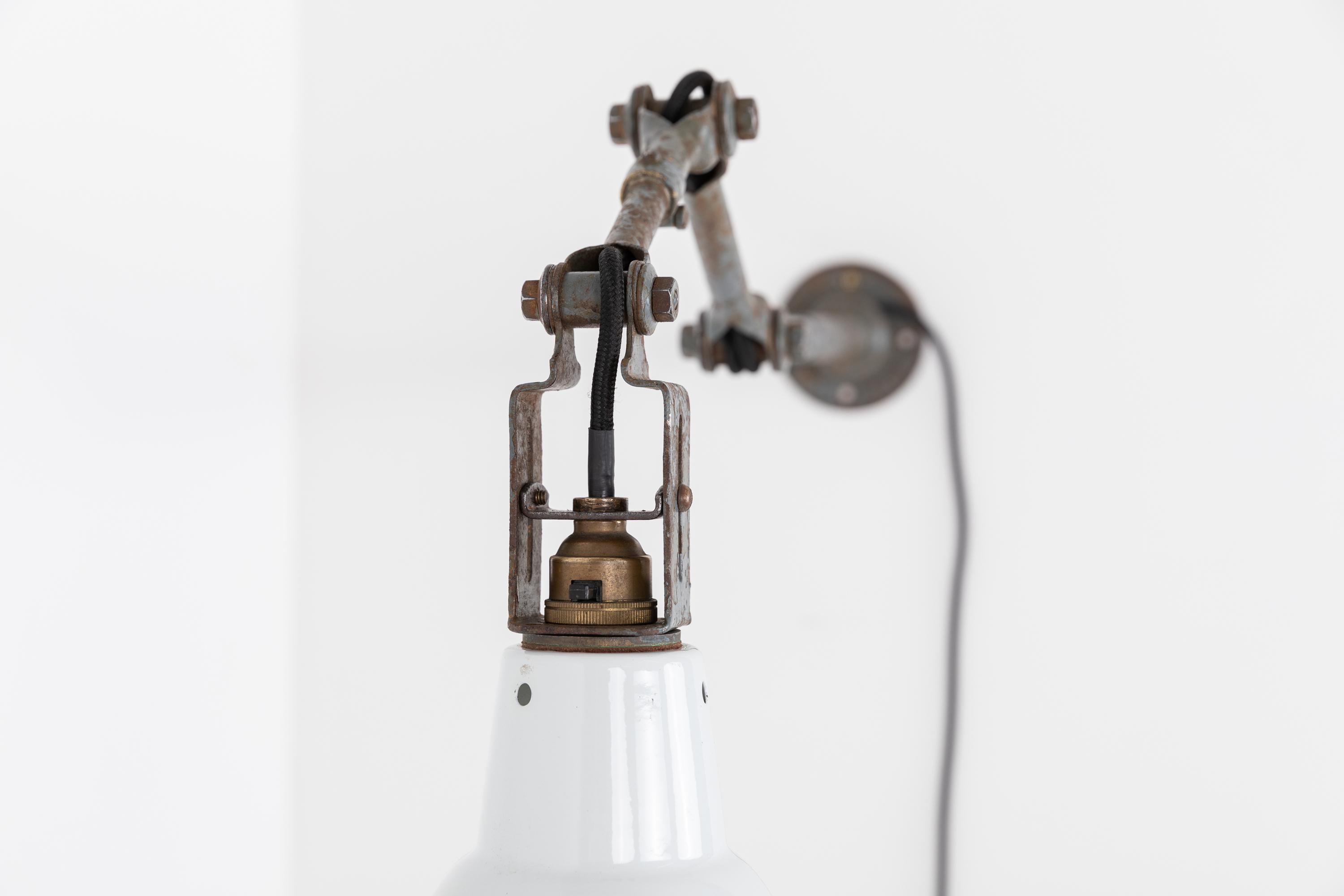 Mid-20th Century Large Vintage Industrial Steel Dugdills Machinist's Wall Desk Lamp Light, C.1930