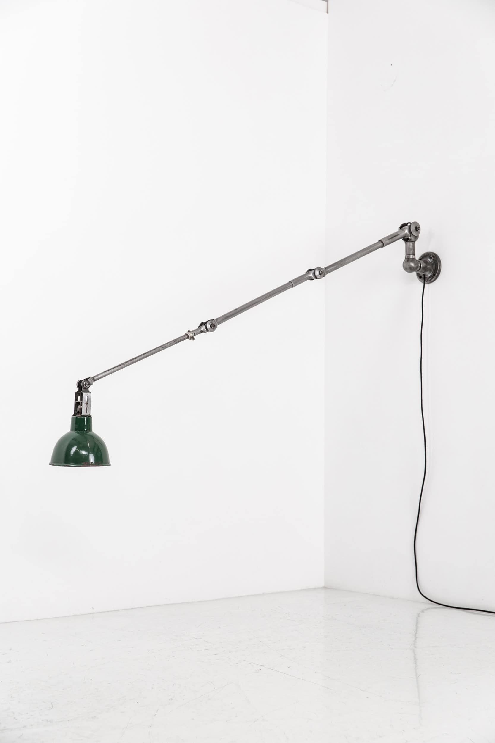 Mid-20th Century Large Vintage Industrial Steel Dugdills Machinist's Wall Desk Lamp Light, C.1930 For Sale