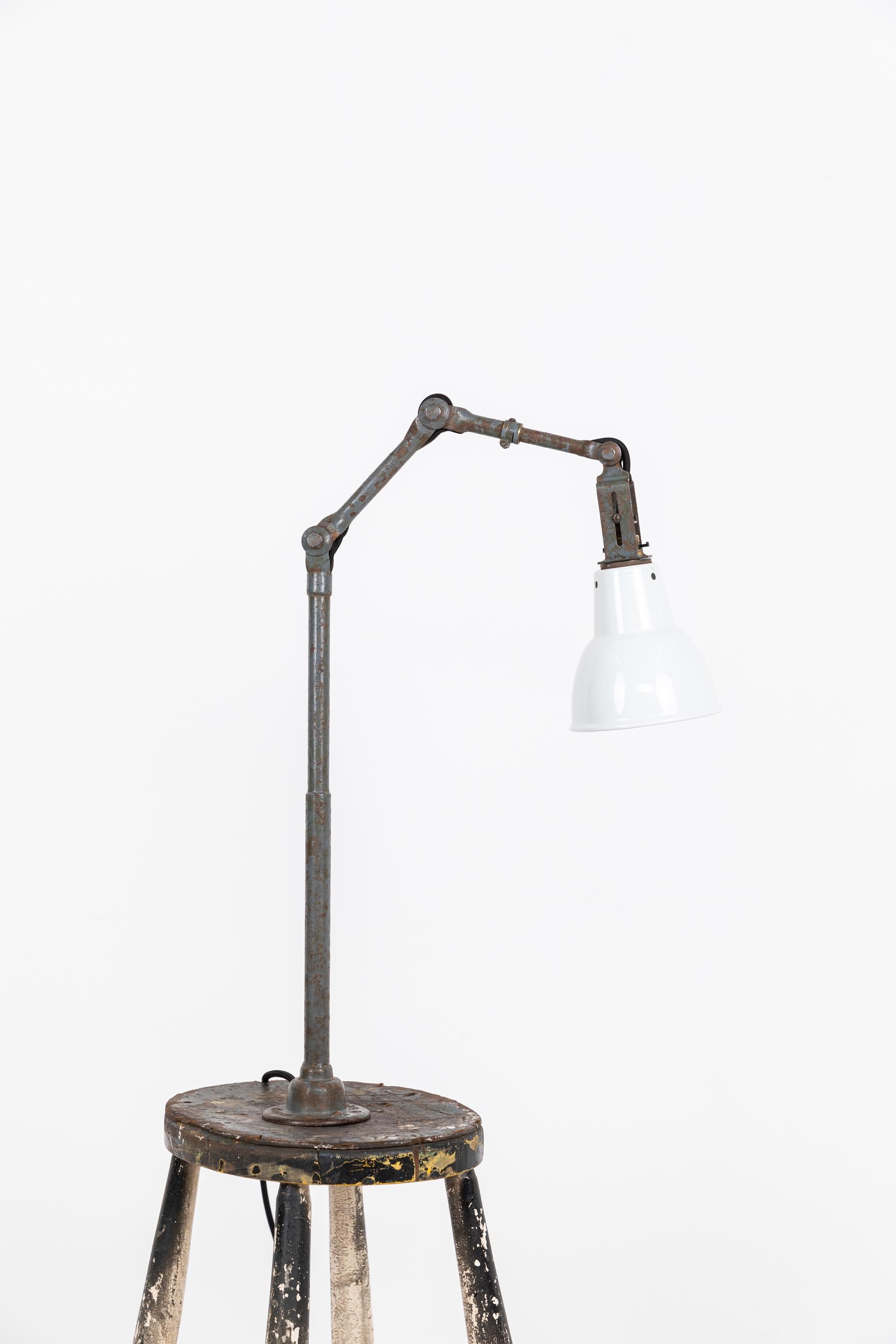 Large Vintage Industrial Steel Dugdills Machinist's Wall Desk Lamp Light, C.1930 1