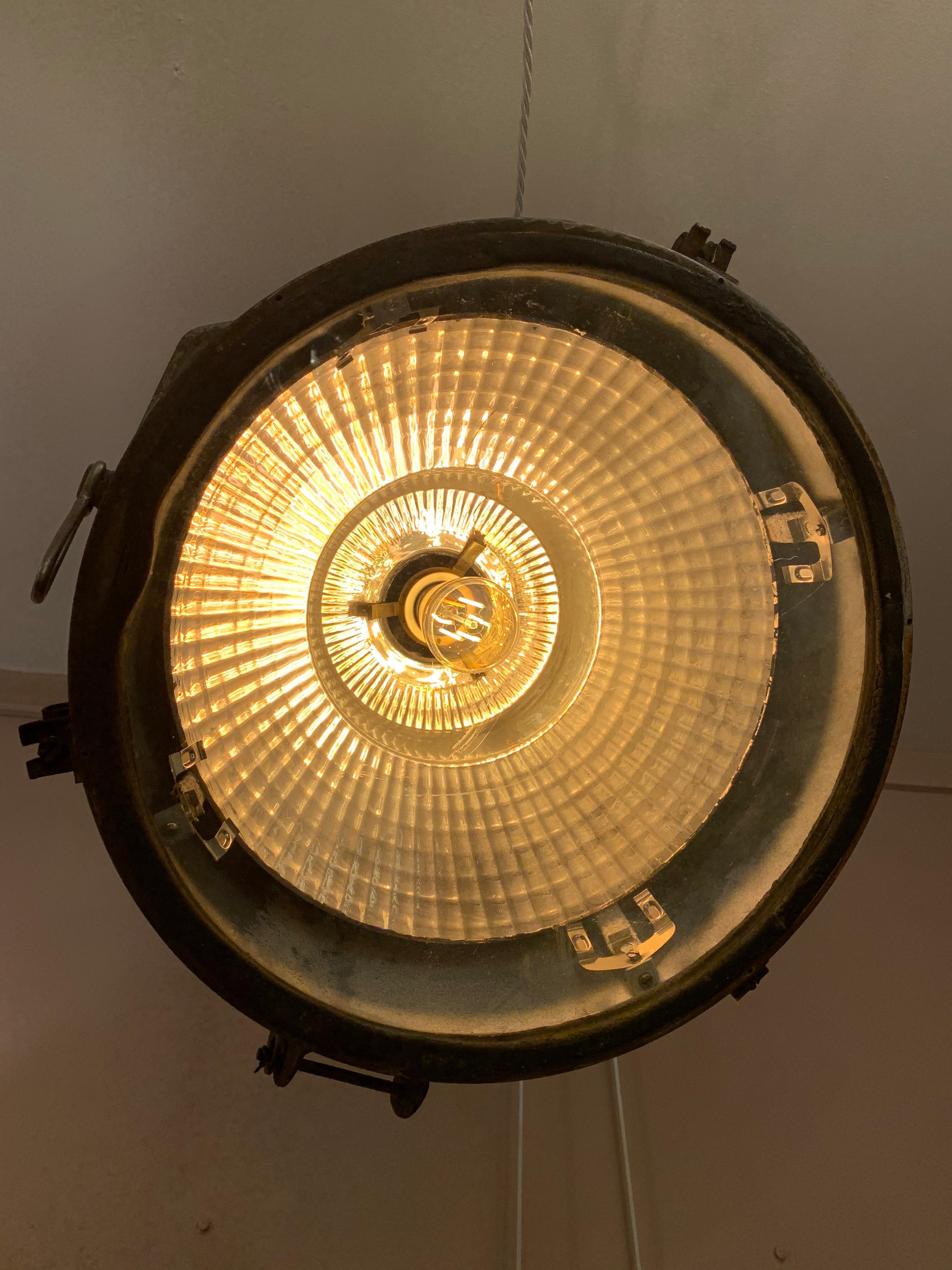Large Vintage Industrial Metal Hanging Factory Ceiling Light or Floor Lamp 1