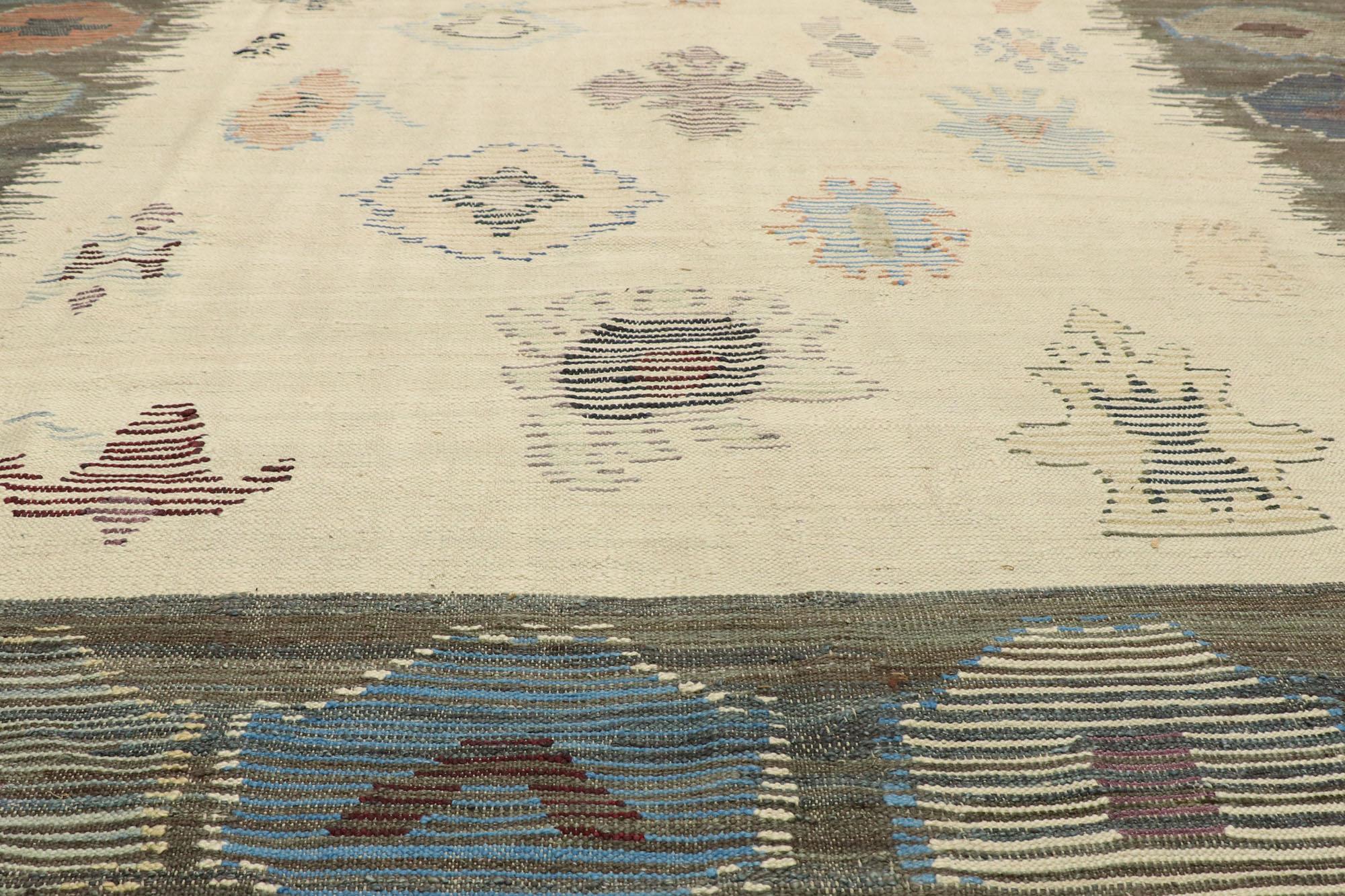Large Vintage-Inspired Turkish Kilim Rug, Wabi-Sabi Meets Rustic Boho In New Condition For Sale In Dallas, TX