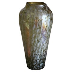 Large Retro Iridescent Mid Century Murano Glass Vase in Barbini Style