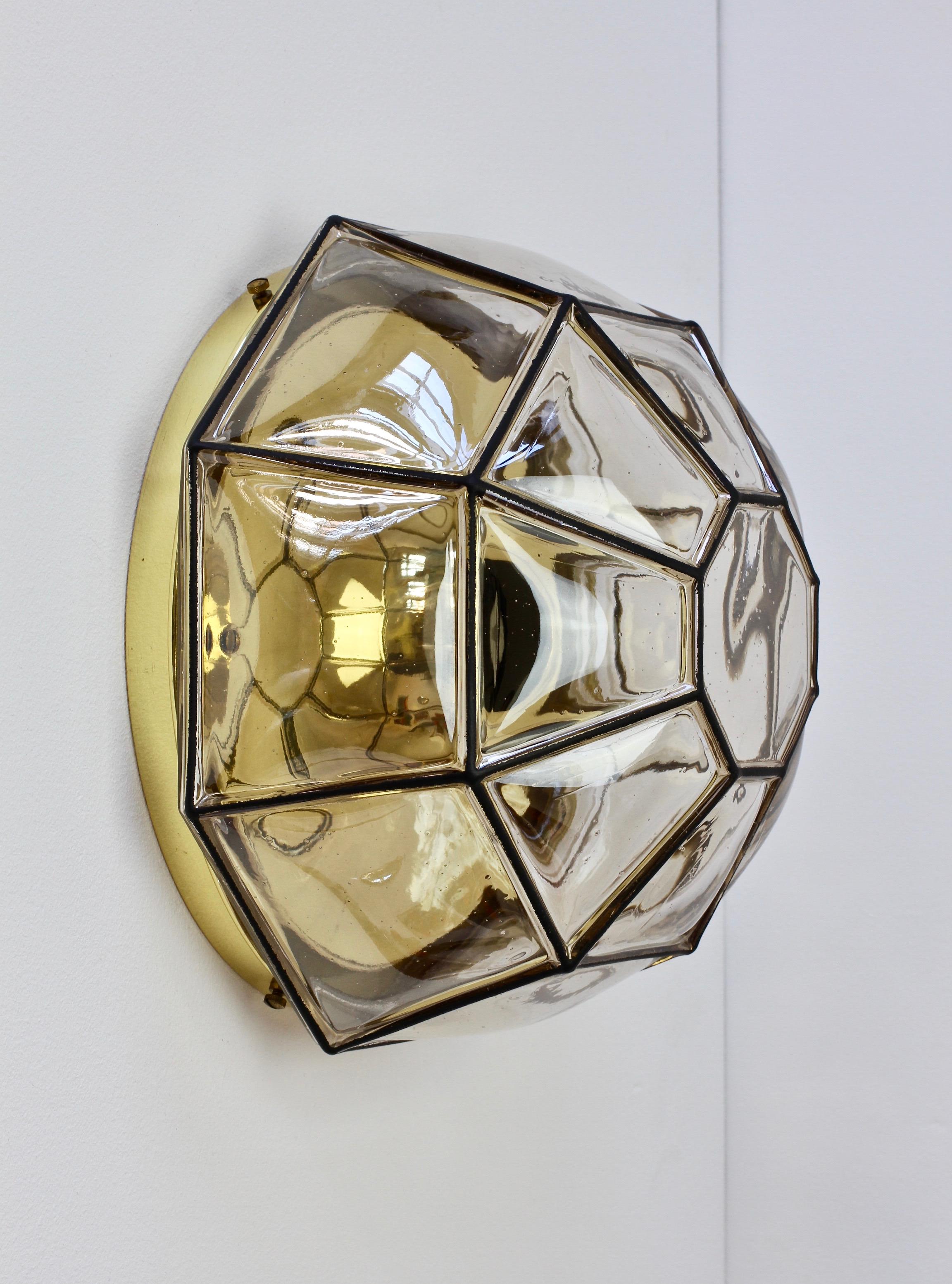 German Large Vintage Iron Bubble Glass Flush Mount Wall Light by Limburg, circa 1960s For Sale