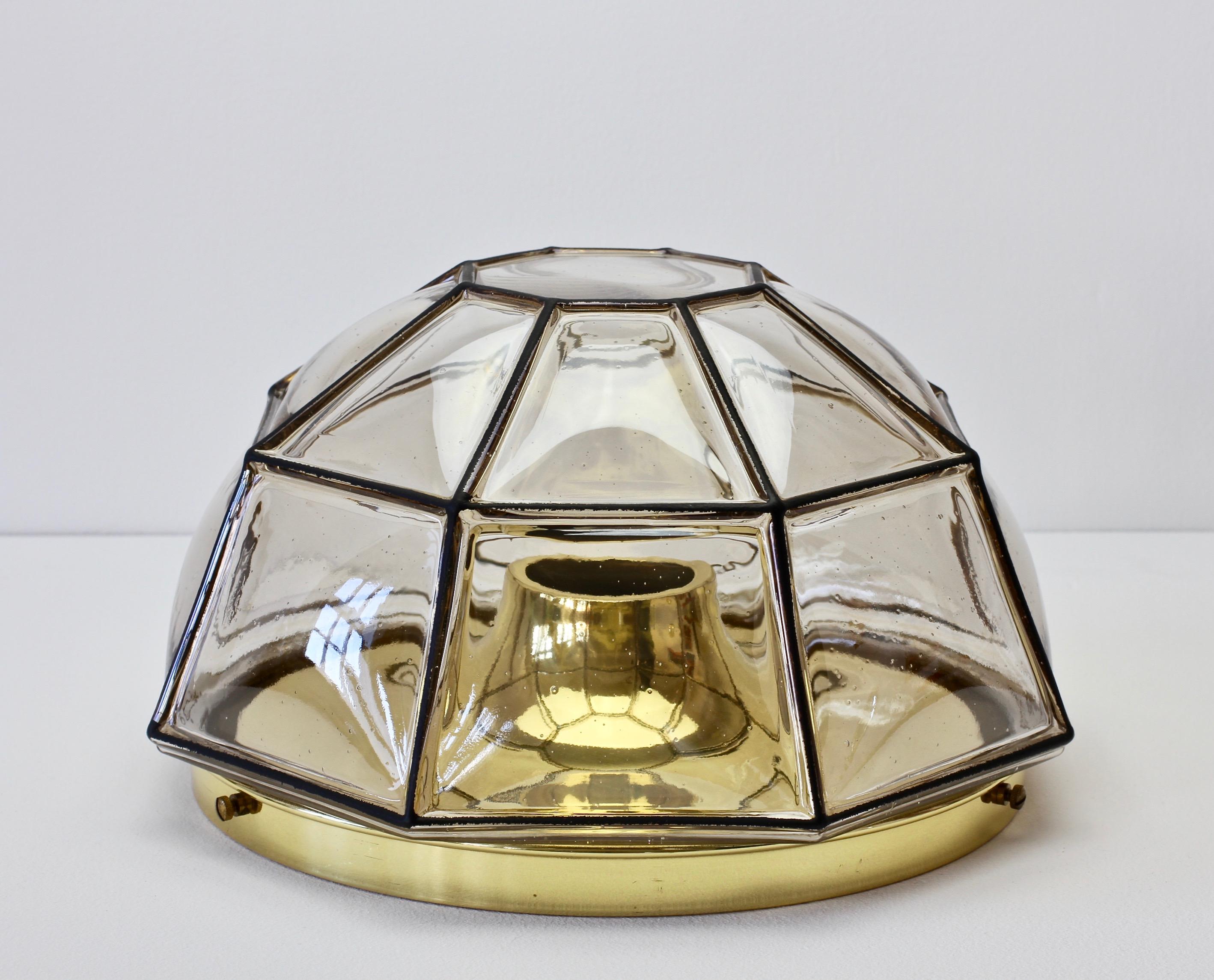 Molded Large Vintage Iron Bubble Glass Flush Mount Wall Light by Limburg, circa 1960s For Sale