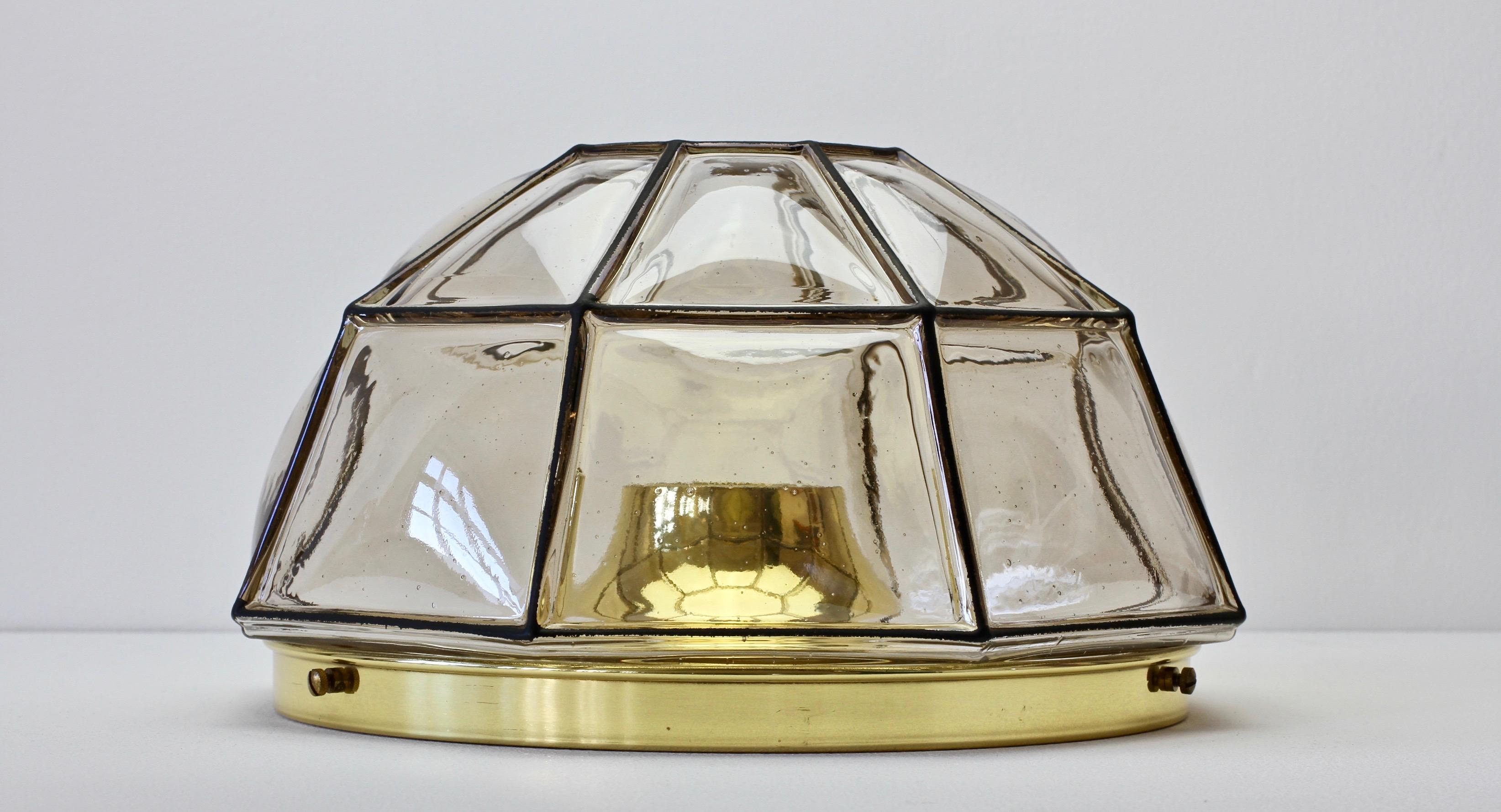 Brass Large Vintage Iron Bubble Glass Flush Mount Wall Light by Limburg, circa 1960s For Sale