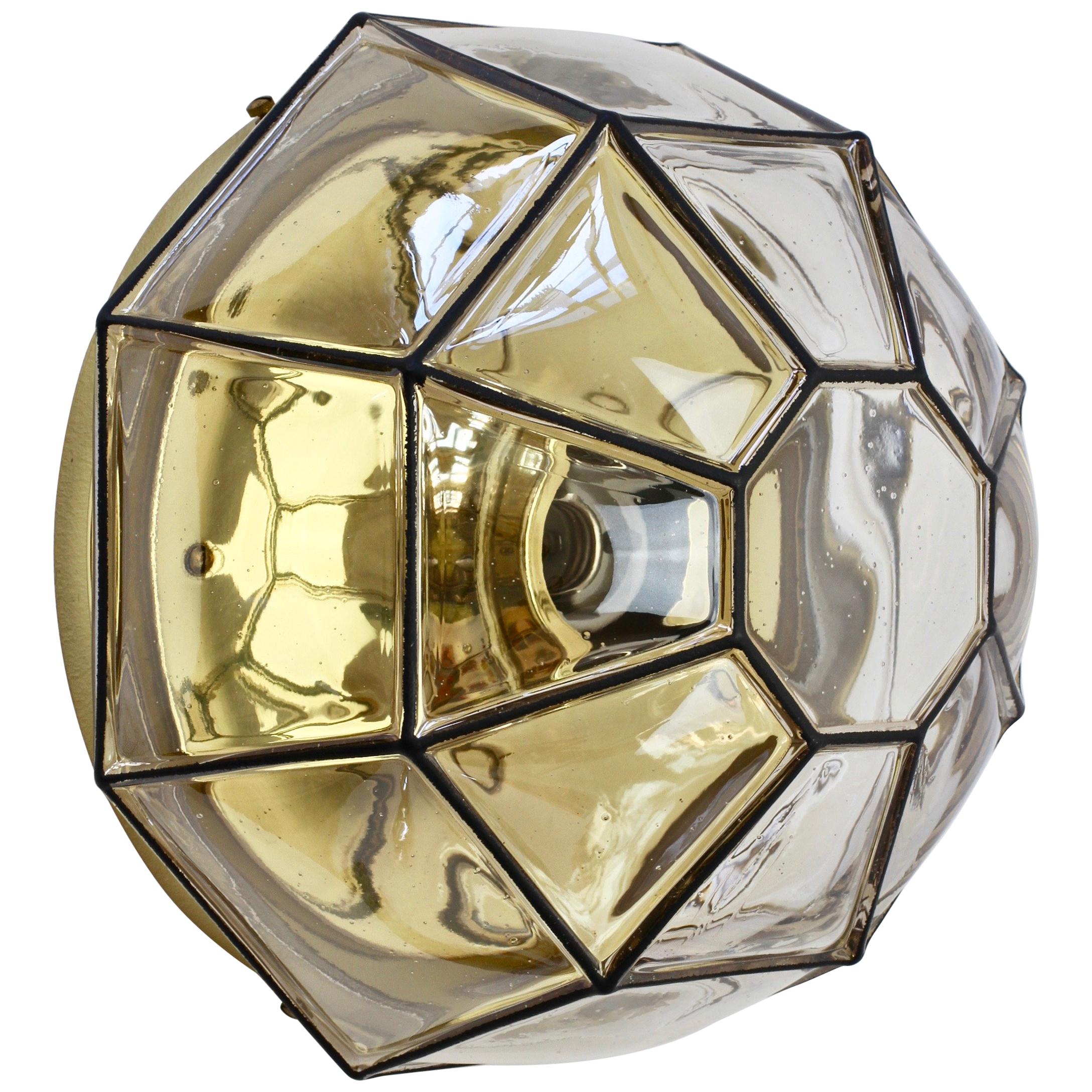 Gran aplique de pared vintage de hierro y cristal burbuja de Limburg, hacia 1960