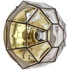Large Vintage Iron Bubble Glass Flush Mount Wall Light by Limburg, circa 1960s