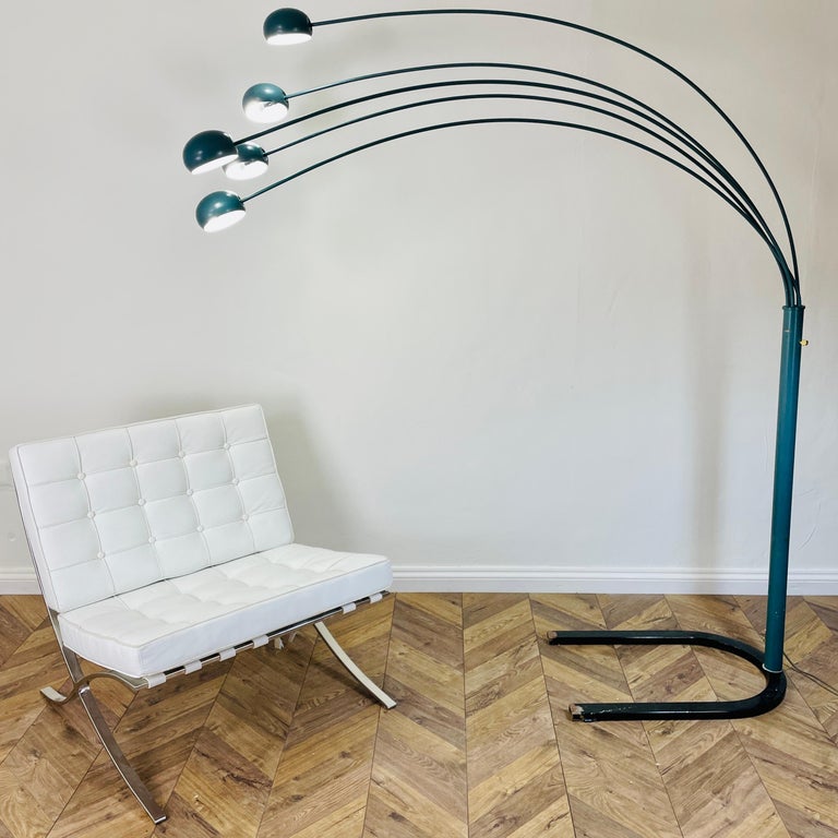 Large Vintage, Italian 5-Arc Floor Lamp, Harvey Guzzini, Teal Coloured ...