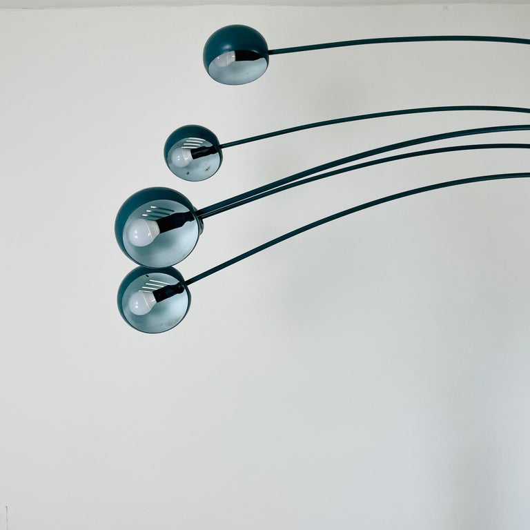 Large Vintage, Italian 5-Arc Floor Lamp, Harvey Guzzini, Teal Coloured ...
