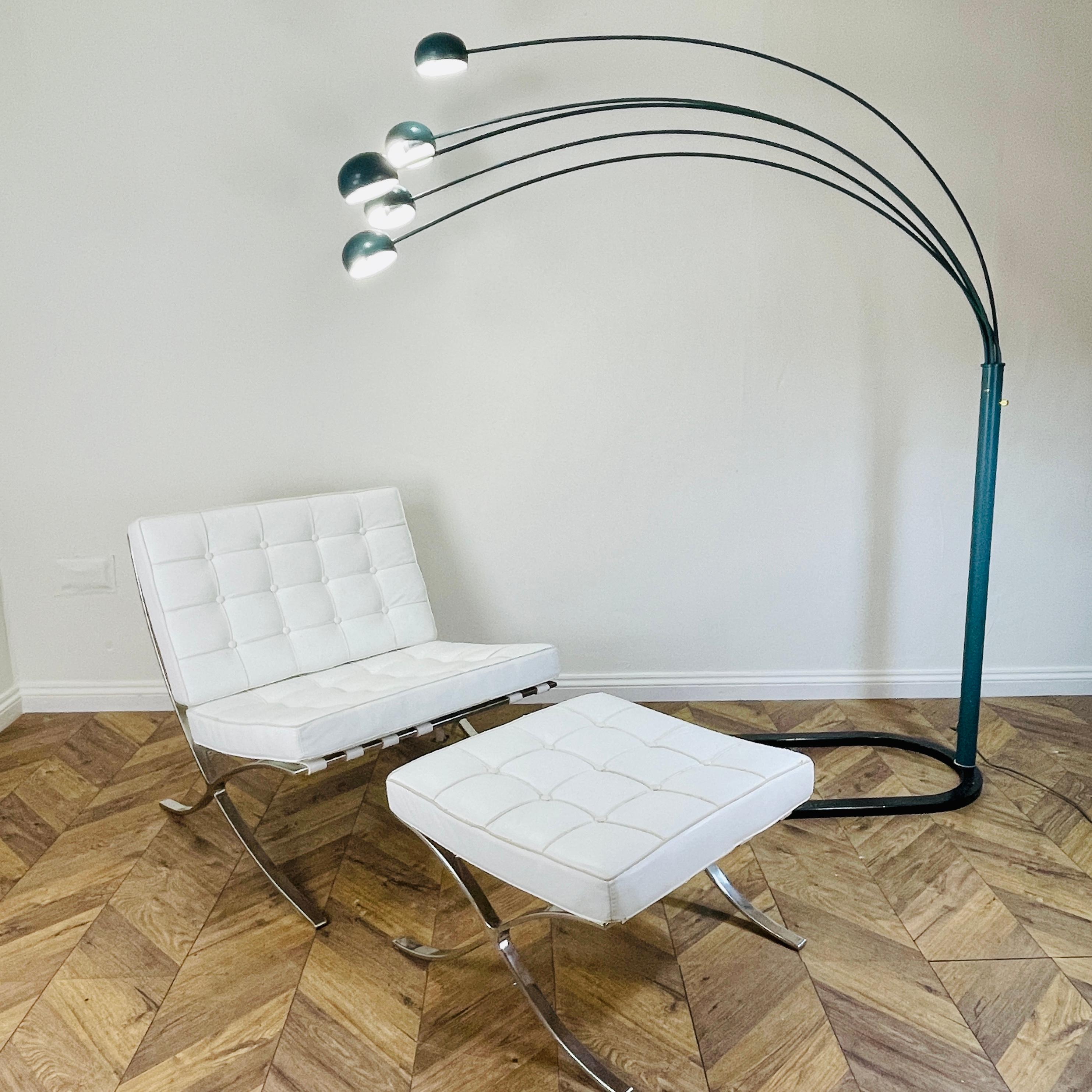 Large Vintage, Italian 5-Arc Floor Lamp, Harvey Guzzini, Teal Coloured, 1970s 3