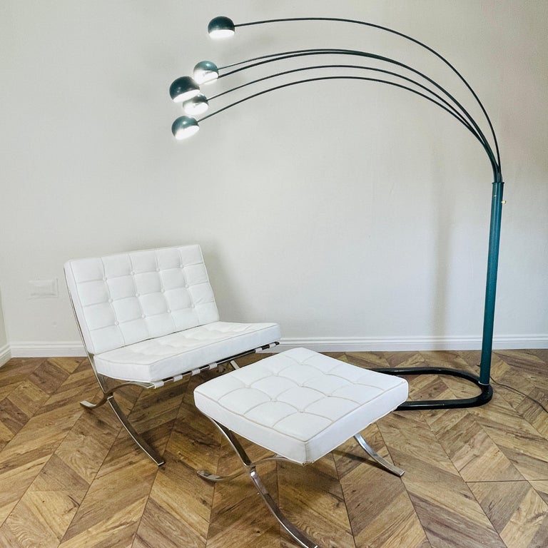 Large Vintage, Italian 5-Arc Floor Lamp, Harvey Guzzini, Teal Coloured ...