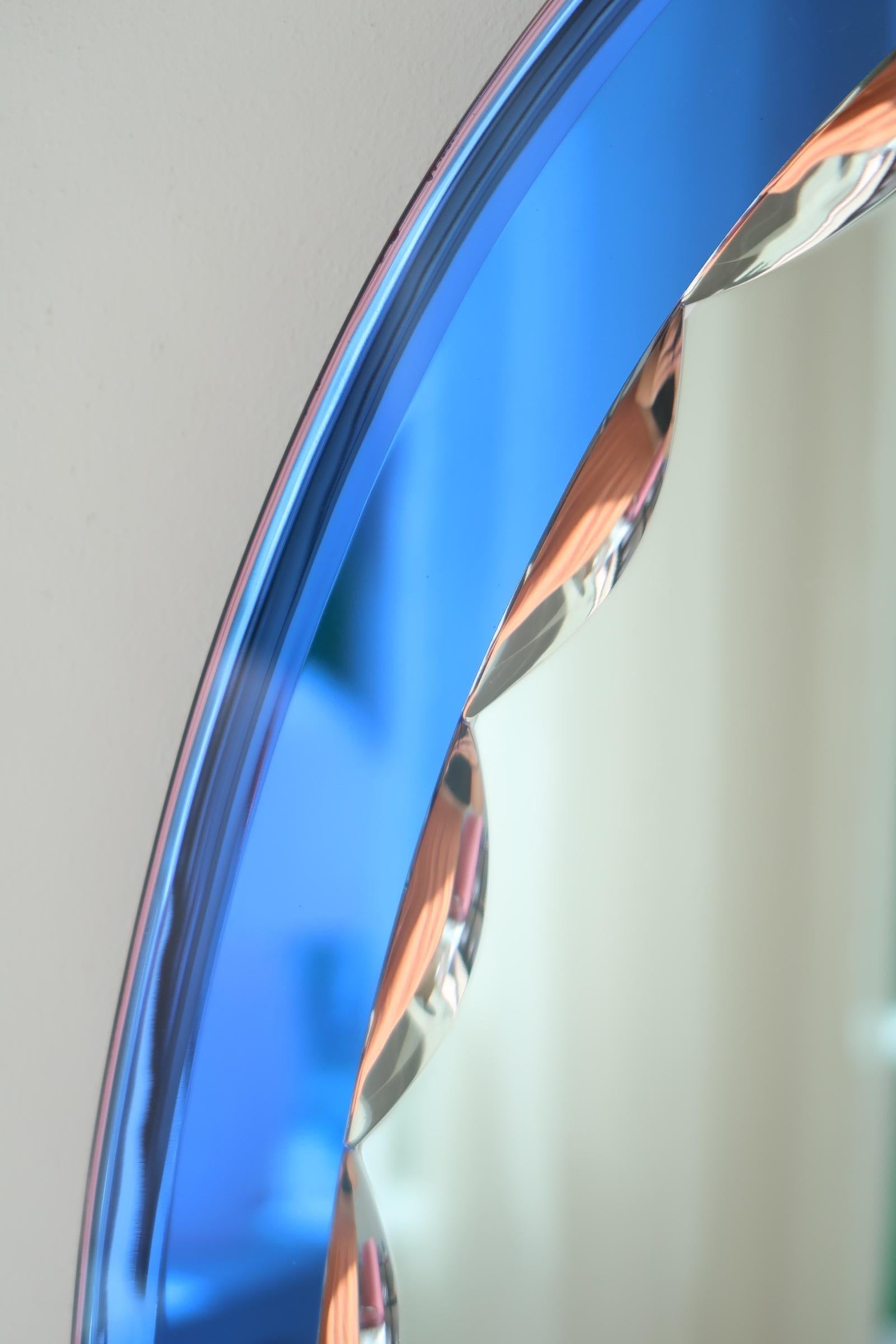 Large Vintage Italian 1970s Sapphire Blue Murano Glass Wall Mirror  5