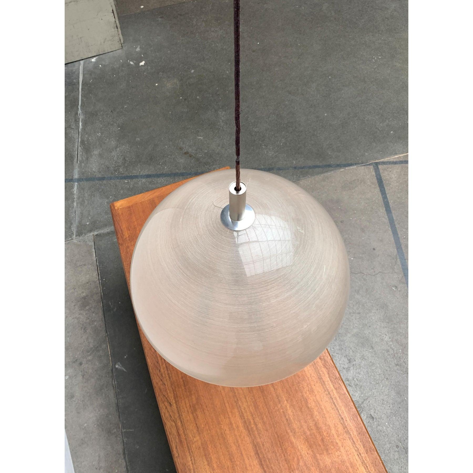 Metal Large Vintage Italian Acrylic Dome Pendant, 1970s For Sale