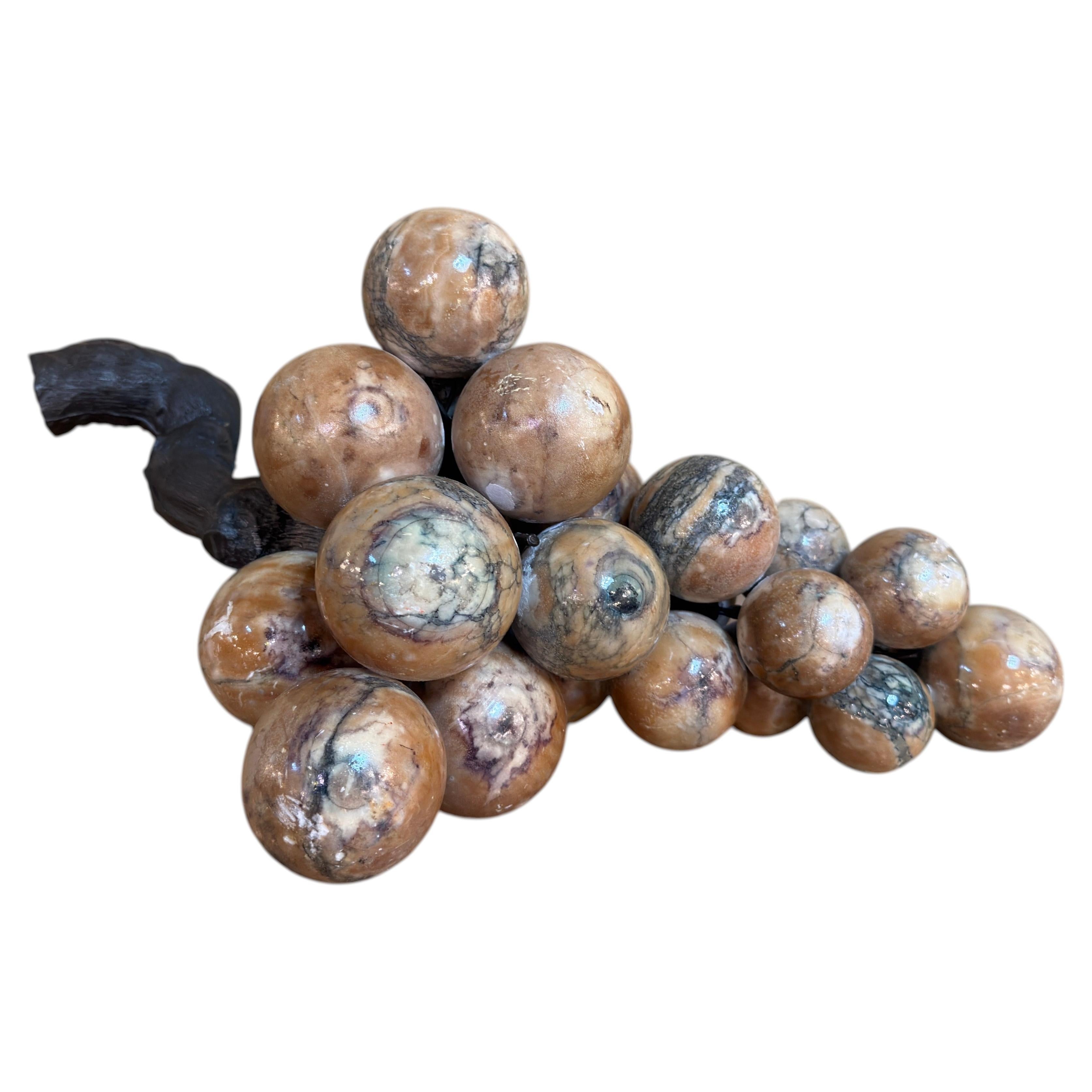 Large Vintage Italian Alabaster Grape Cluster Sculpture