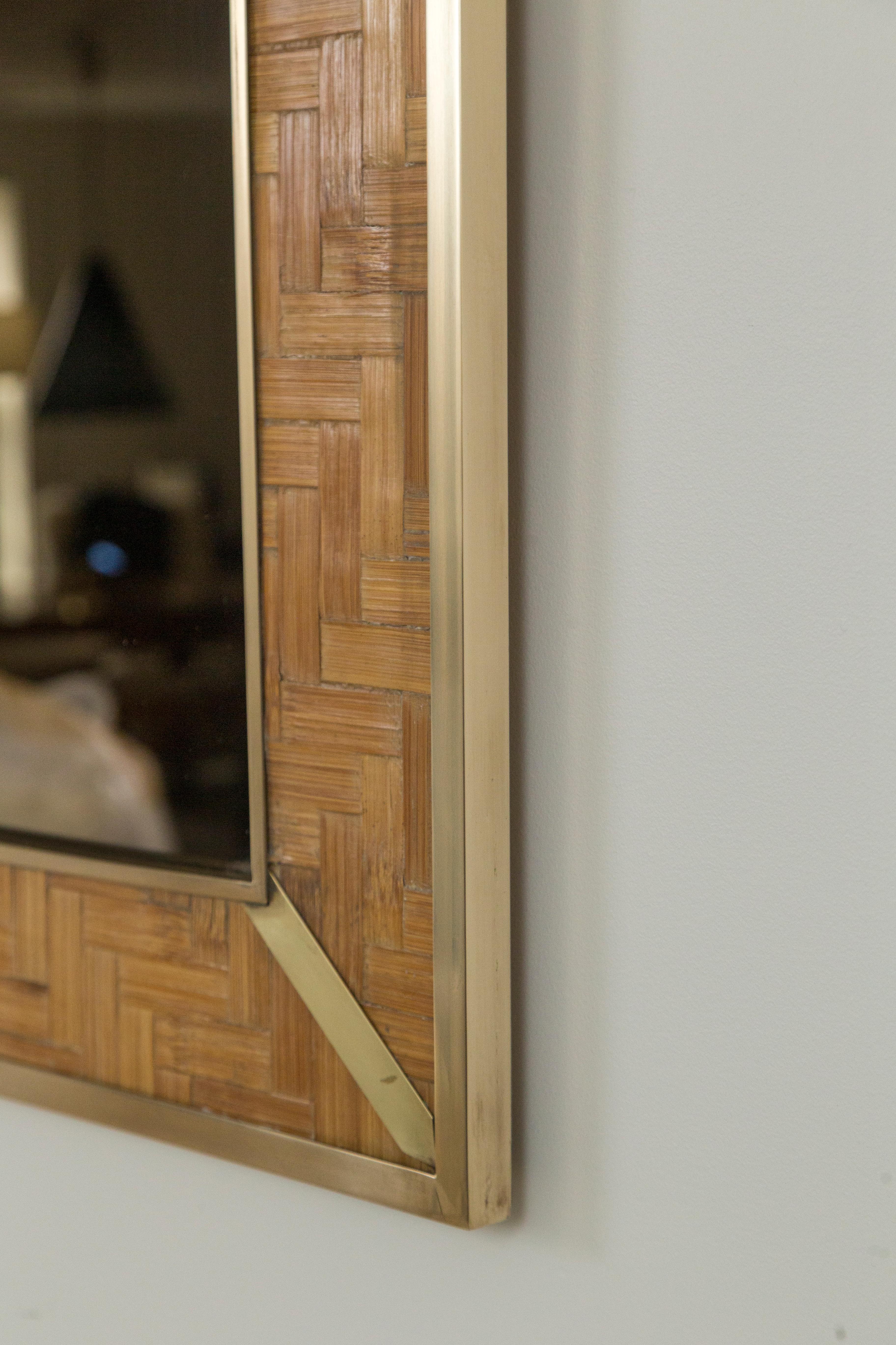 Late 20th Century Large Vintage Italian Bamboo Mirror by Del Vera For Sale