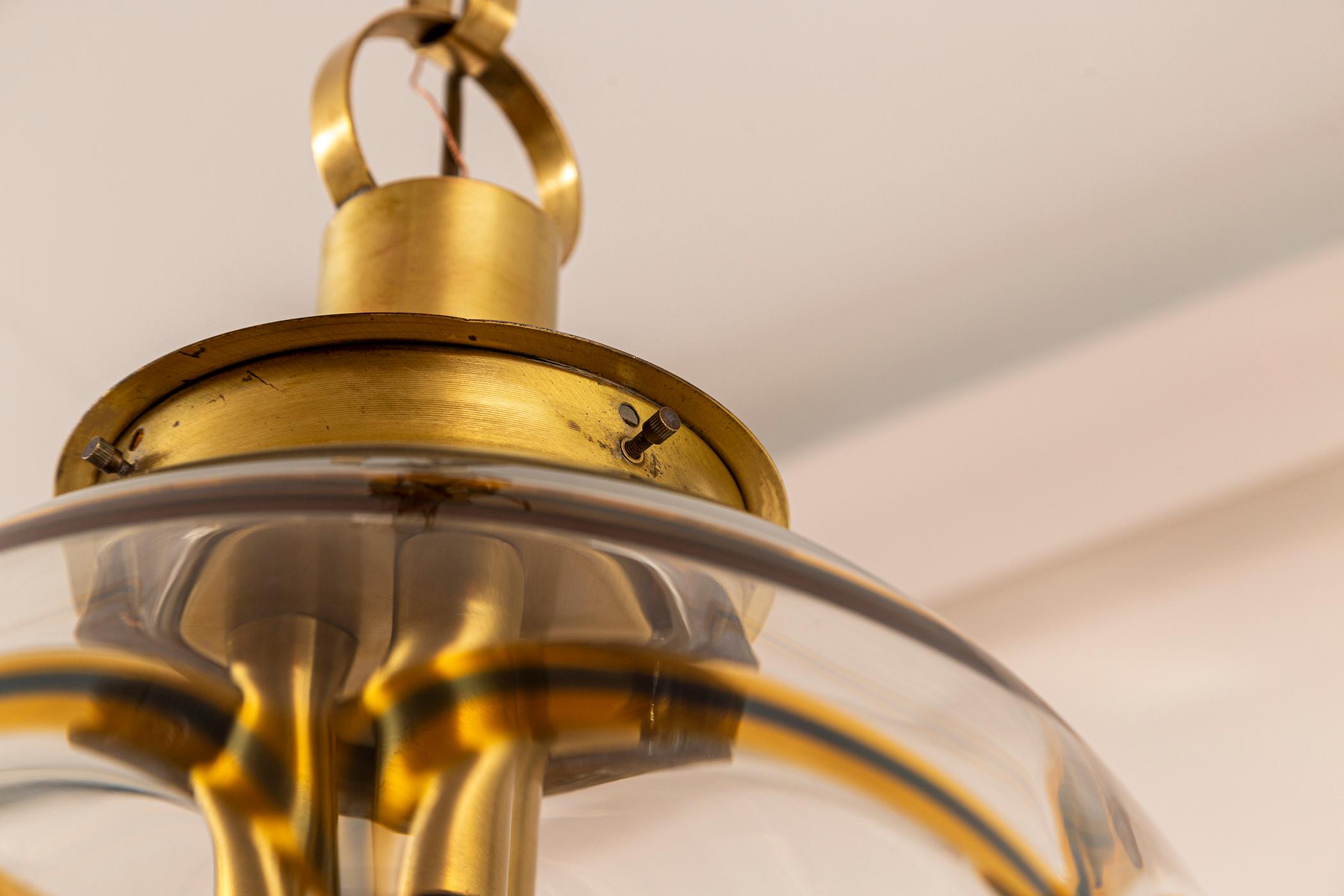 Grande soffitto a globo d'ottone italiano vintage a sospensione in vendita 3