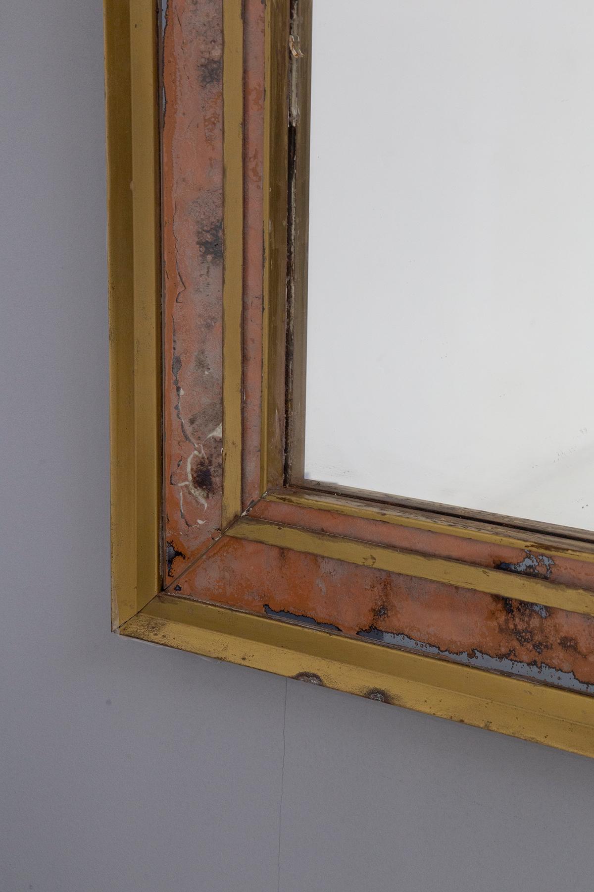 Mid-Century Modern Large vintage Italian brass wall mirror For Sale
