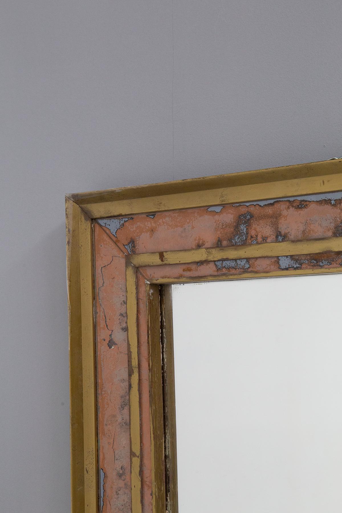 Mid-20th Century Large vintage Italian brass wall mirror For Sale