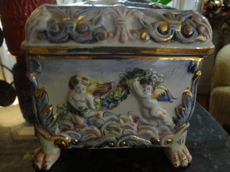 Large Vintage Italian Capodimonte Porcelain Box For Sale 1