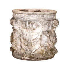 Large Antique Italian Cement Planter with Cherubs