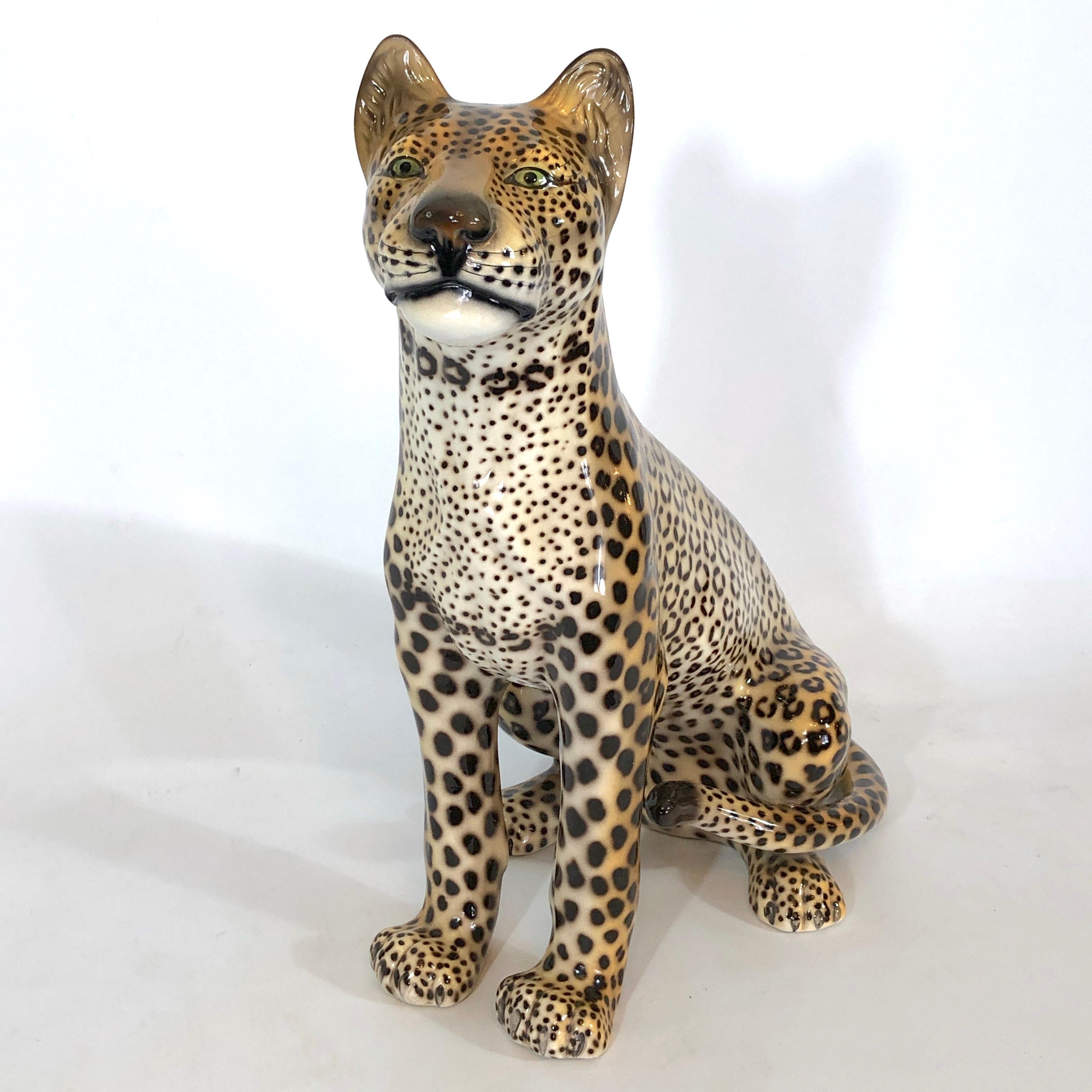 Großer italienischer Vintage-Keramik-Leopard aus den 60er Jahren. Unterzeichnet (Italienisch)