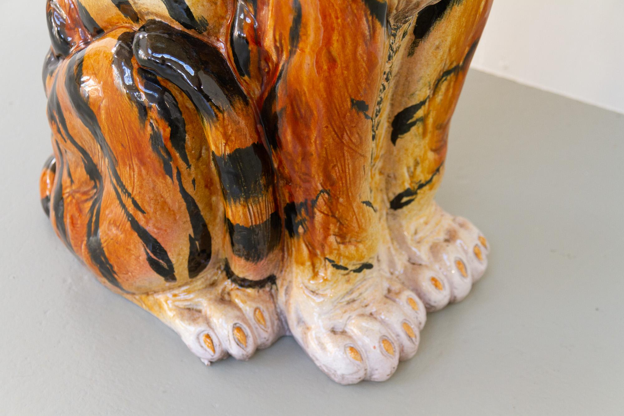 Large Vintage Italian Ceramic Tiger, 1970s For Sale 6