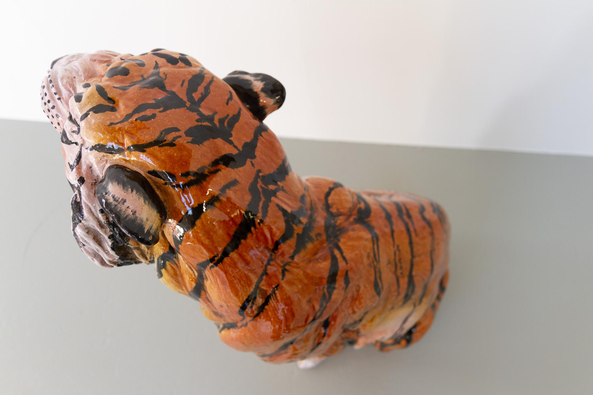 Large Vintage Italian Ceramic Tiger, 1970s For Sale 9