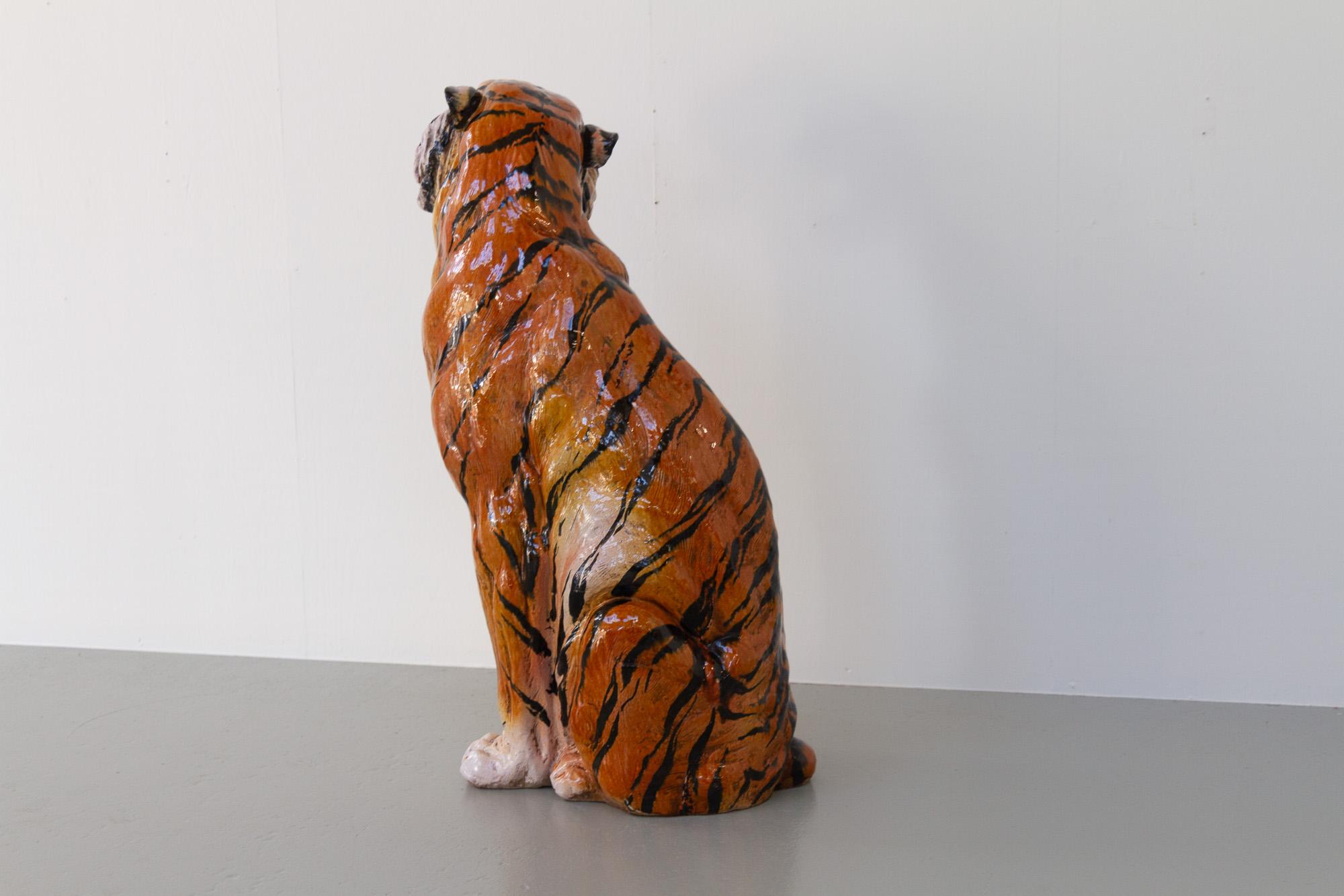 Grande tigre in ceramica italiana vintage, anni '70 in vendita 5