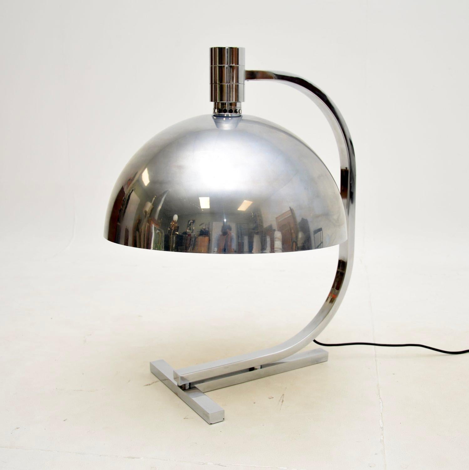 Large Vintage Italian Chrome Table Lamp by Franco Albini In Good Condition For Sale In London, GB