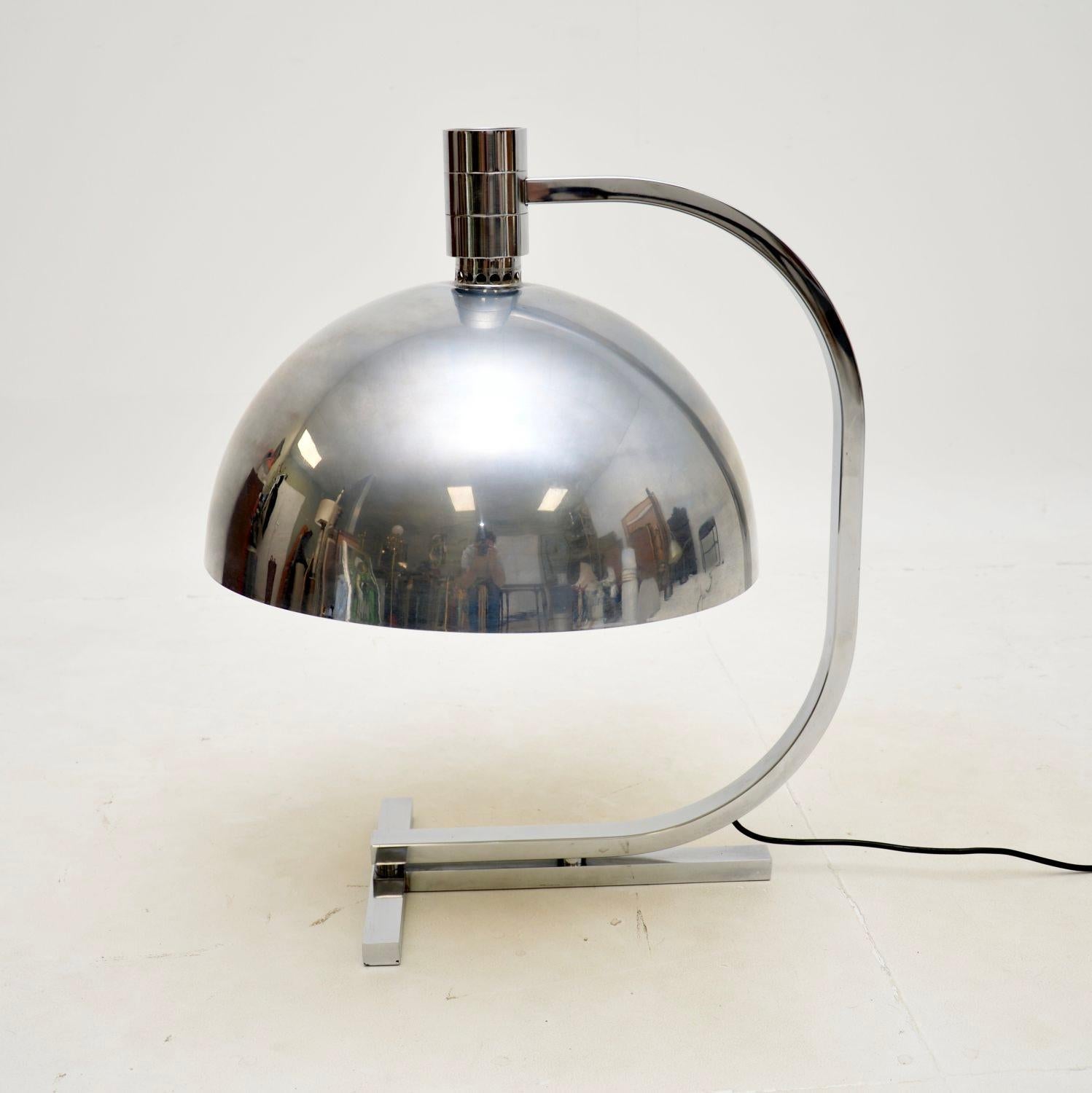 Late 20th Century Large Vintage Italian Chrome Table Lamp by Franco Albini For Sale