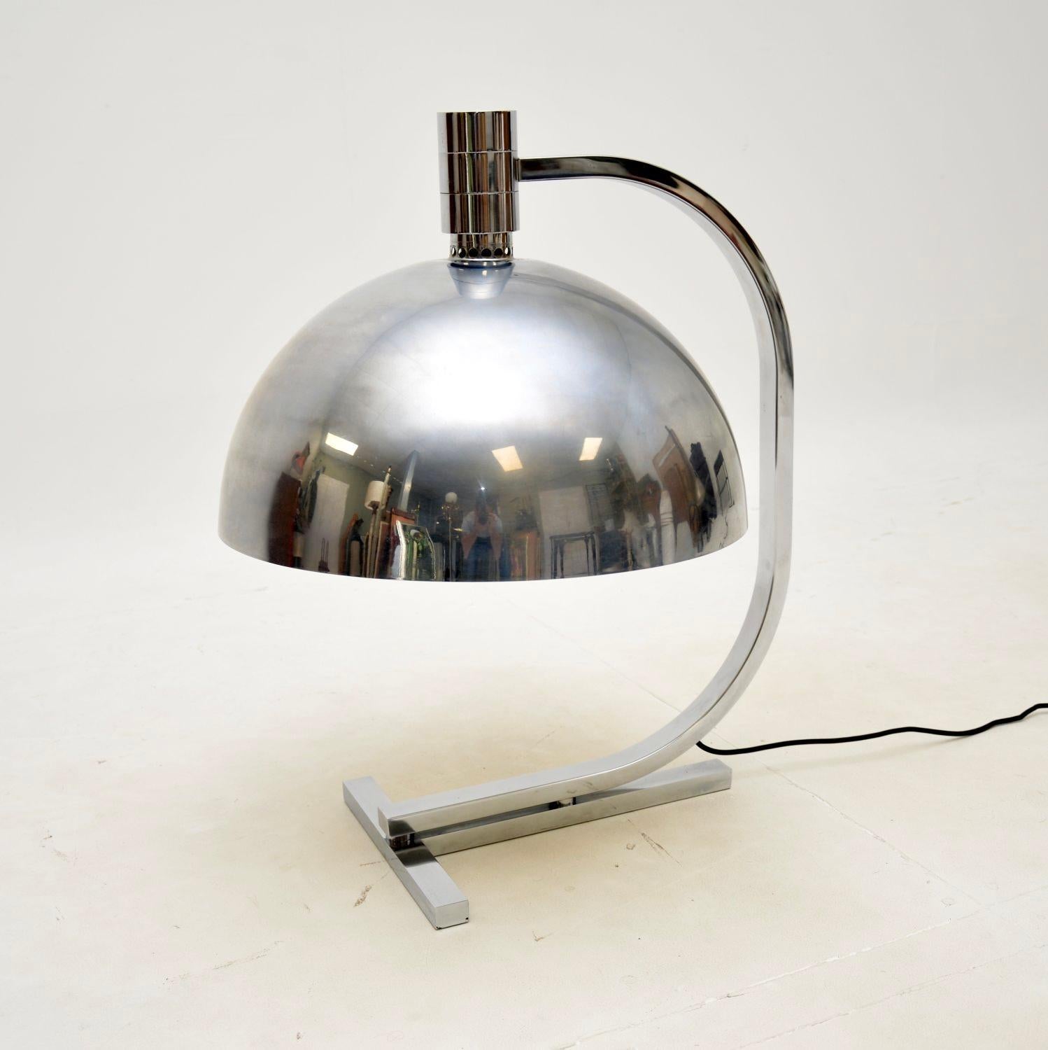 Large Vintage Italian Chrome Table Lamp by Franco Albini For Sale 1