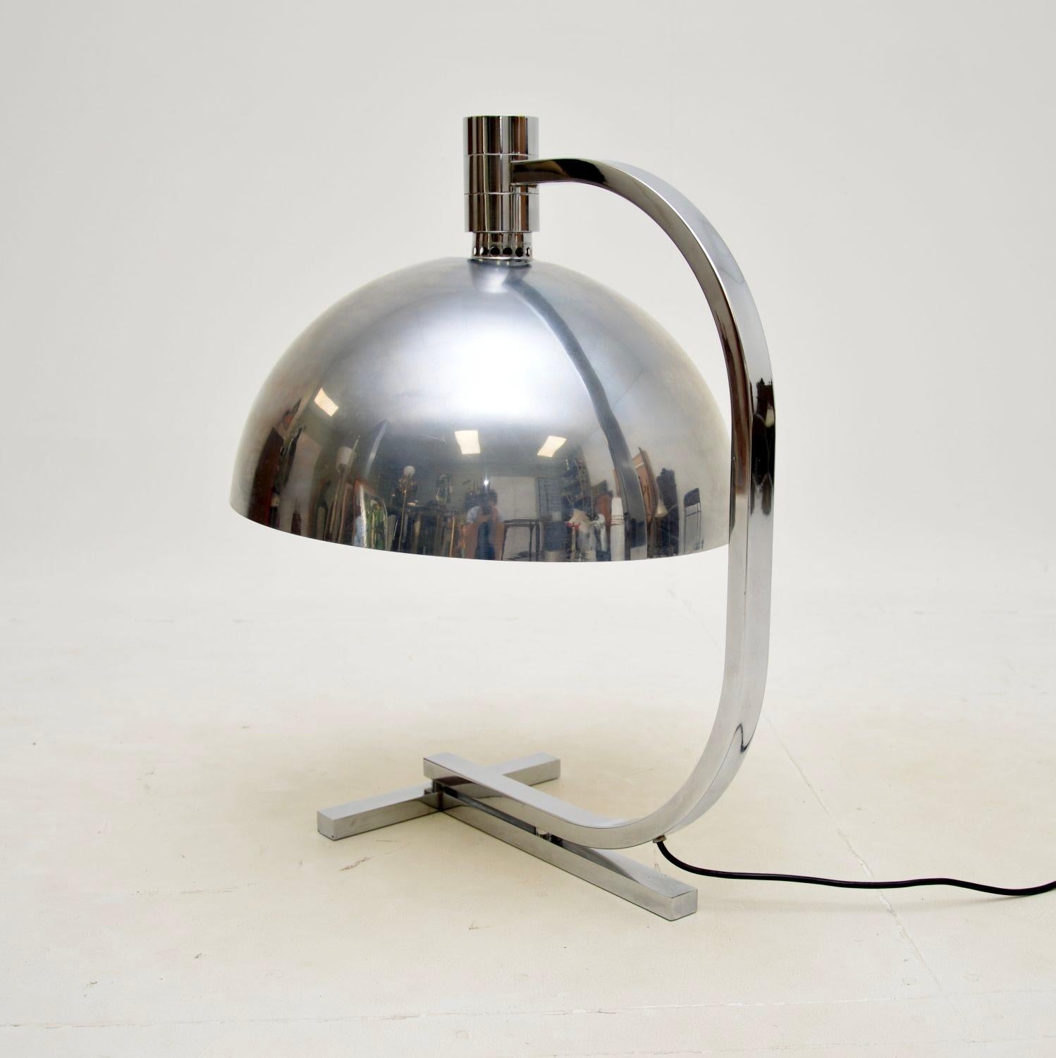 Large Vintage Italian Chrome Table Lamp by Franco Albini For Sale 2