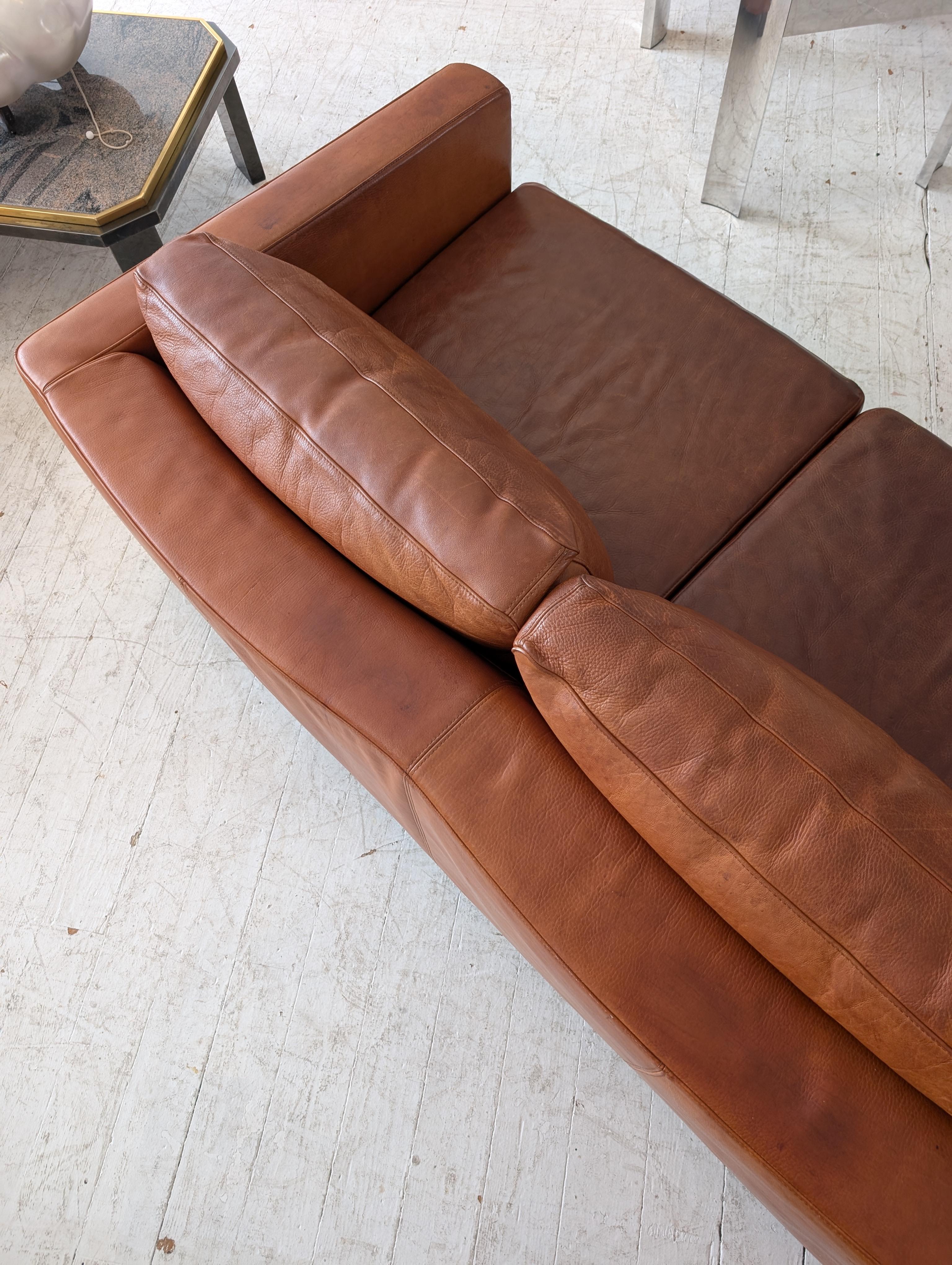 Grand canapé vintage italien en cuir cognac à bascule, par Molinari, années 1980 en vente 4
