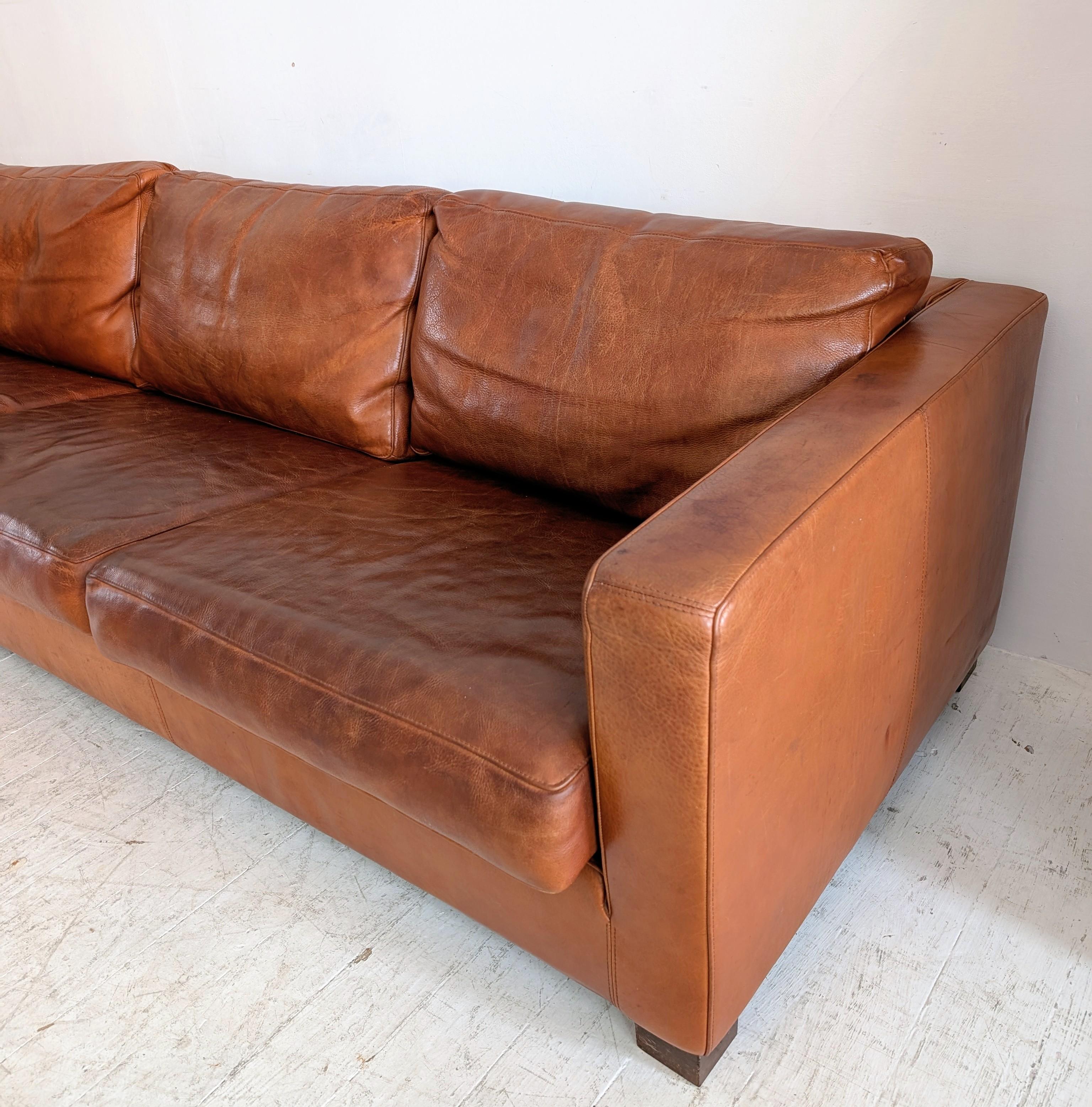 Grand canapé vintage italien en cuir cognac à bascule, par Molinari, années 1980 en vente 5