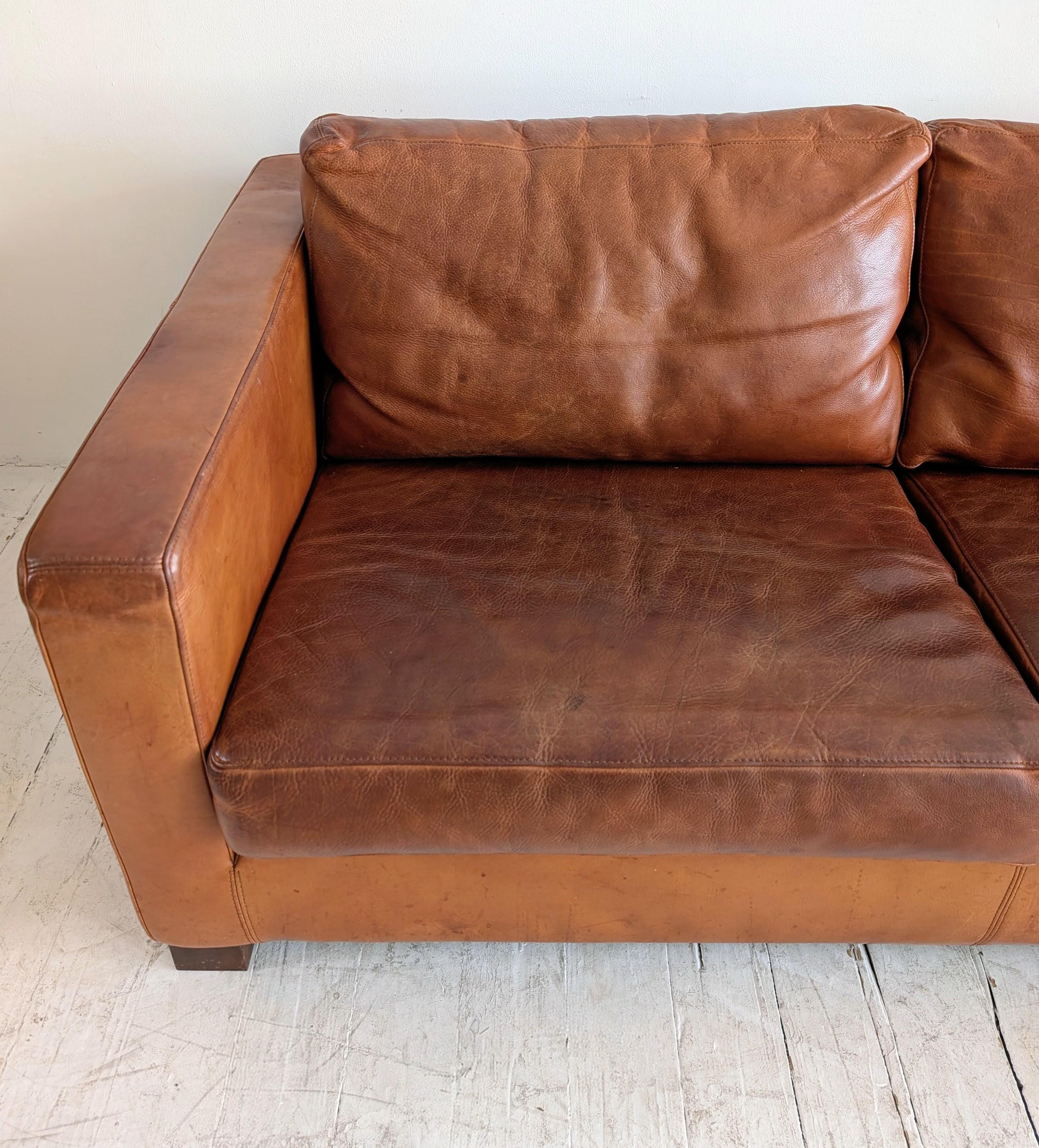 Grand canapé vintage italien en cuir cognac à bascule, par Molinari, années 1980 en vente 10