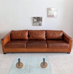 Großes italienisches Sofa aus cognacfarbenem Leder von Molinari, 1980er Jahre