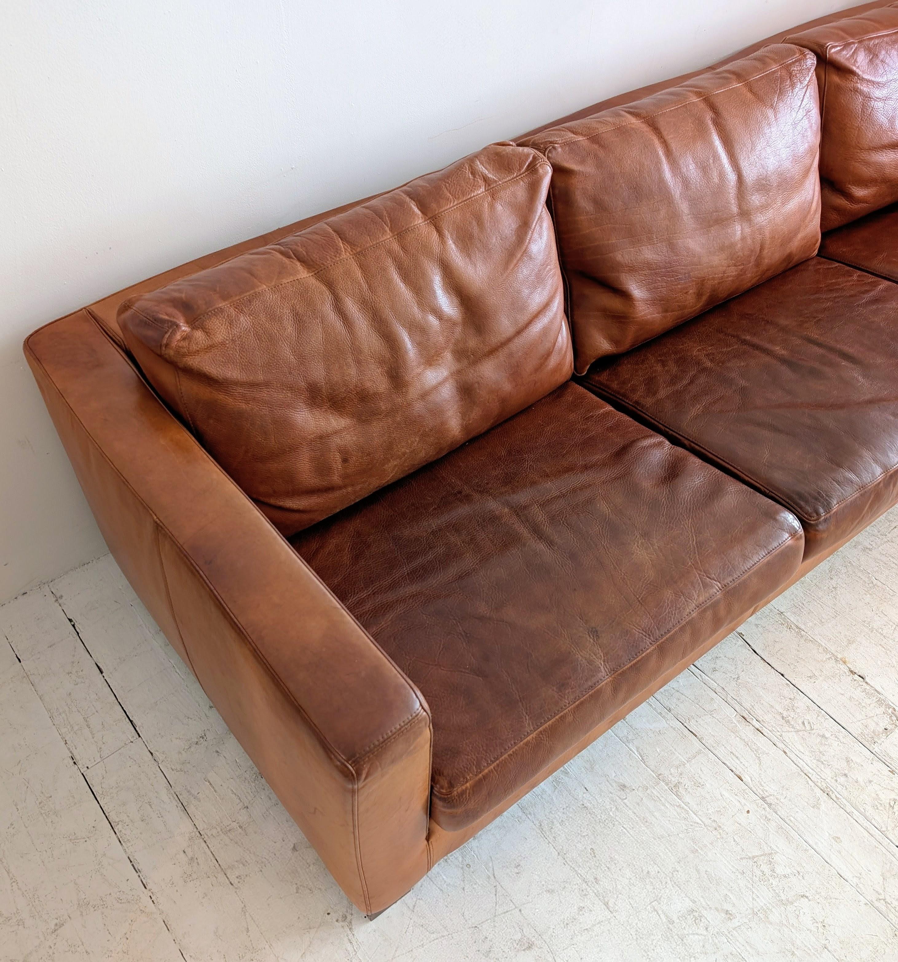 Grand canapé vintage italien en cuir cognac à bascule, par Molinari, années 1980 en vente 2