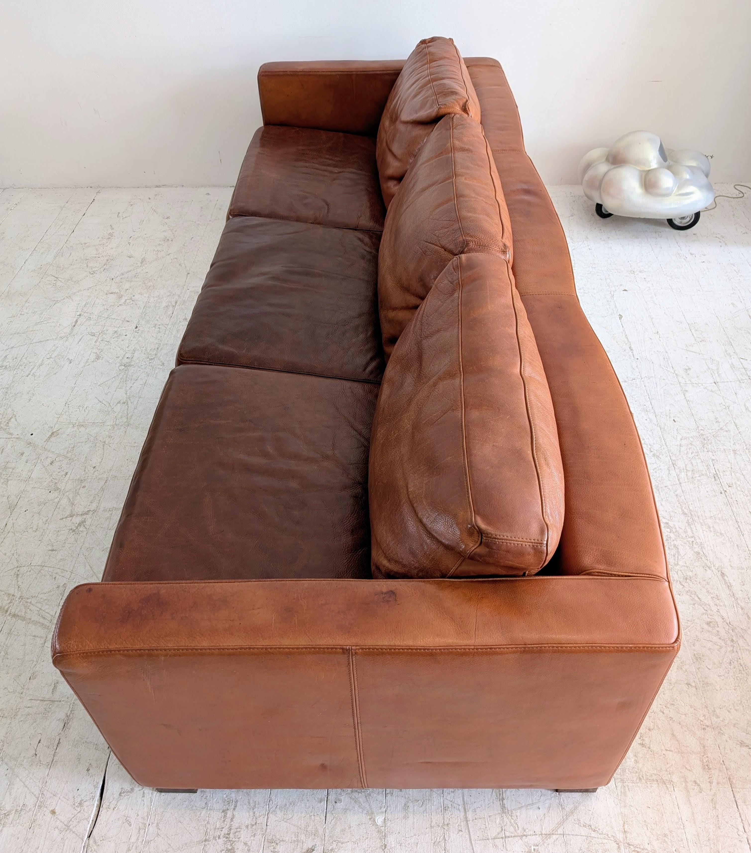 Grand canapé vintage italien en cuir cognac à bascule, par Molinari, années 1980 en vente 3