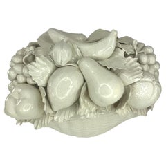 Large Vintage Italian Glazed Ceramic Fruit Basket 