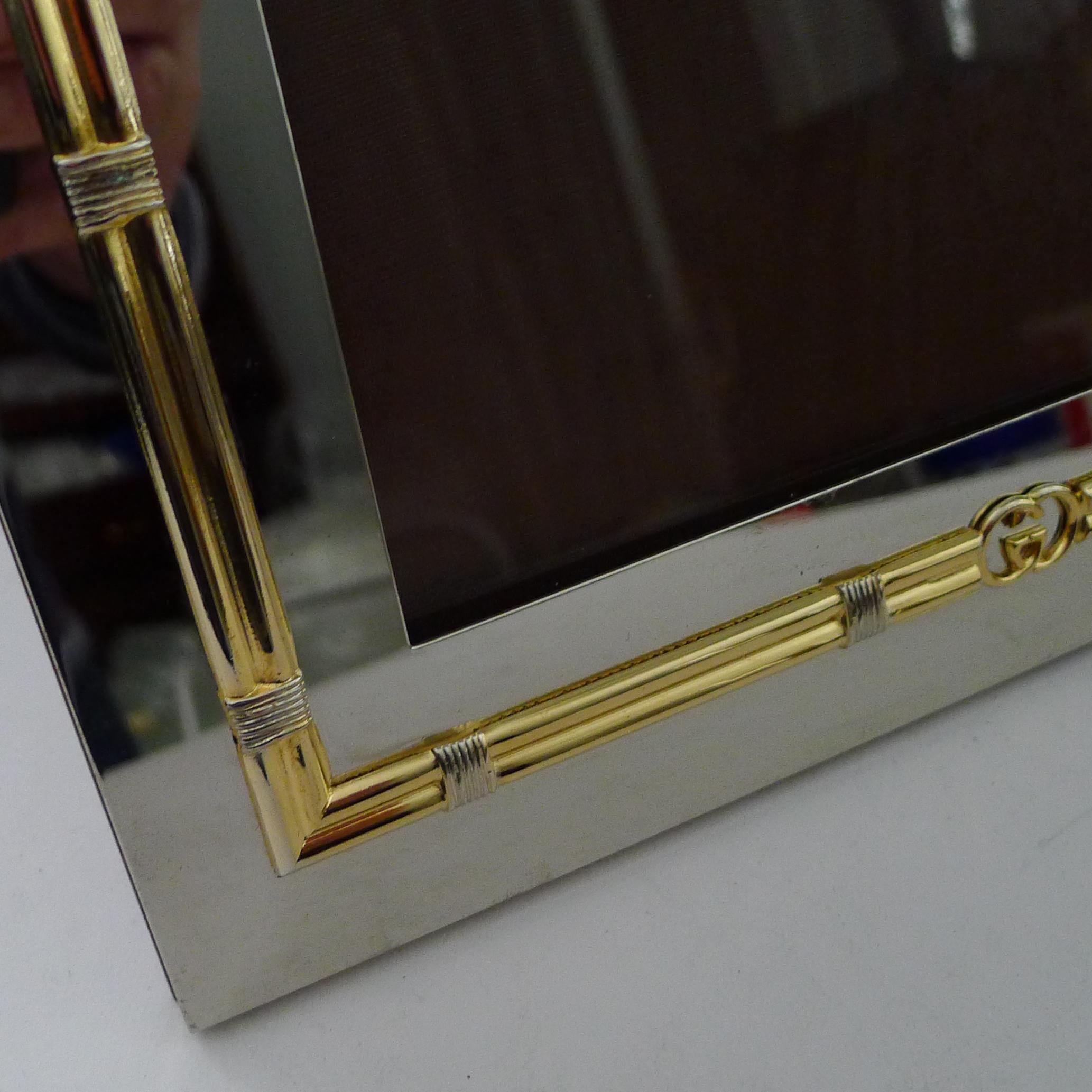 Gold Plate Large Vintage Italian Gucci Picture Frame c.1970 For Sale