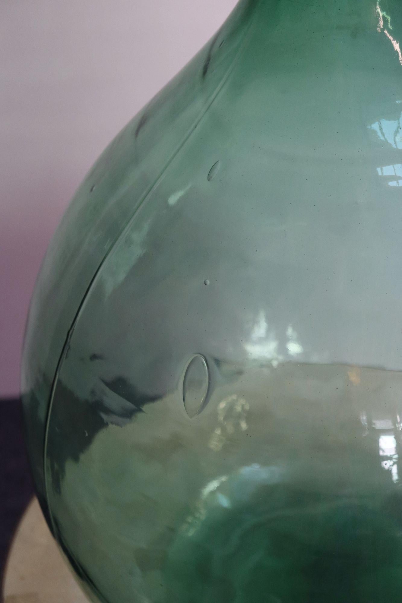 Grande Demijohn/Carboy italienne vintage verte soufflée à la main 7