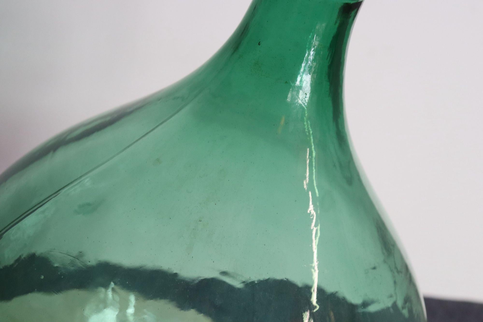 Grande Demijohn/Carboy italienne vintage verte soufflée à la main 6