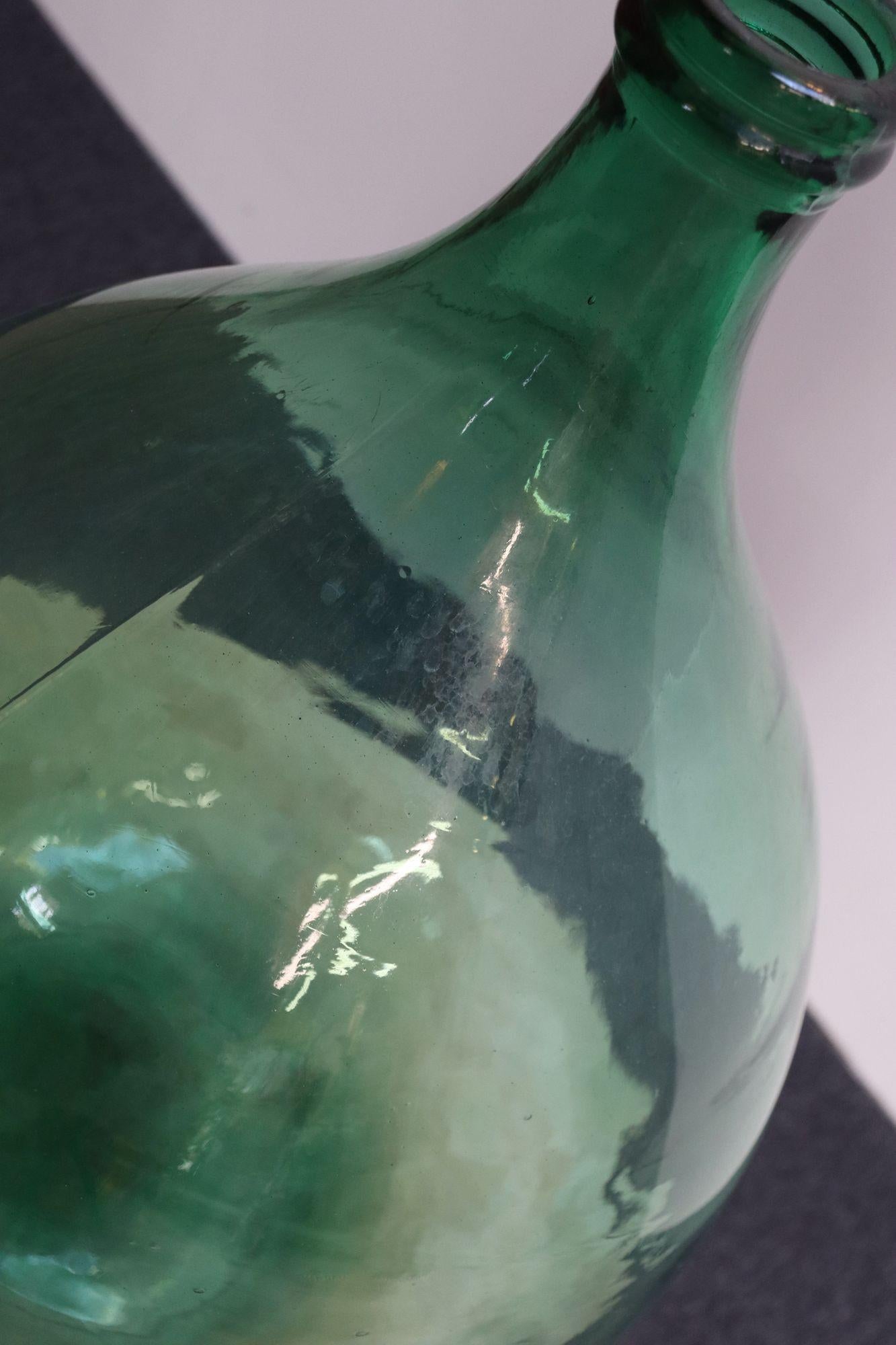 Grande Demijohn/Carboy italienne vintage verte soufflée à la main 5