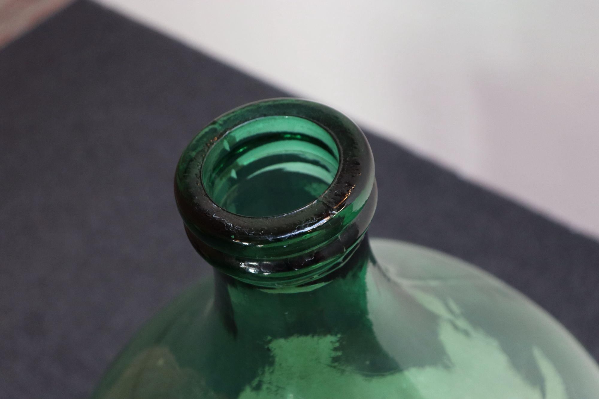 Grande Demijohn/Carboy italienne vintage verte soufflée à la main 10