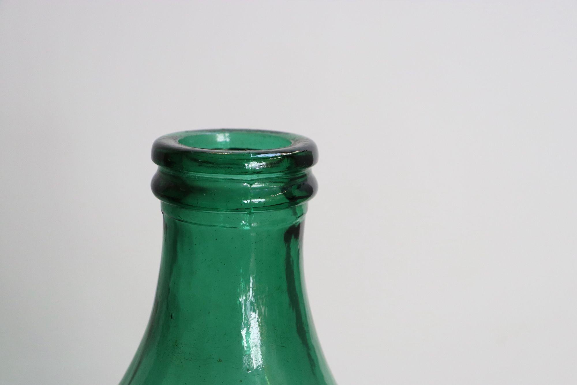 Grande Demijohn/Carboy italienne vintage verte soufflée à la main 4