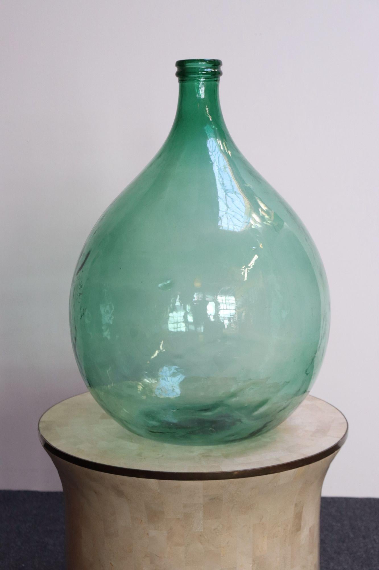 Grande Demijohn/Carboy italienne vintage verte soufflée à la main 12