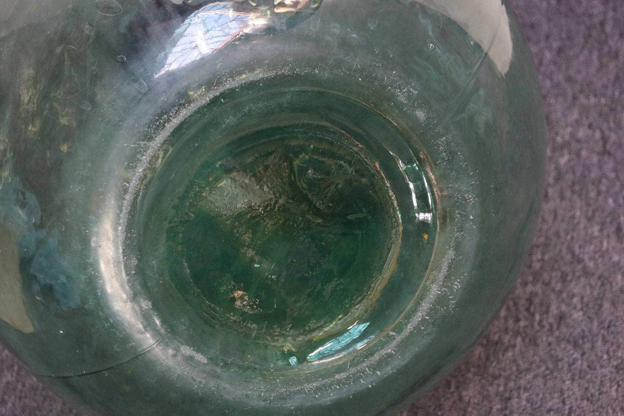 Grande Demijohn/Carboy italienne vintage verte soufflée à la main 11
