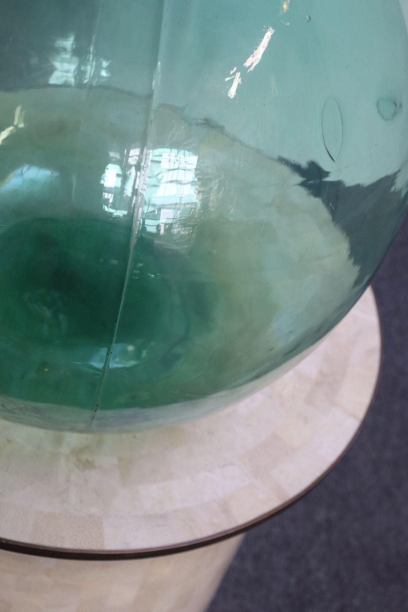 Grande Demijohn/Carboy italienne vintage verte soufflée à la main 13
