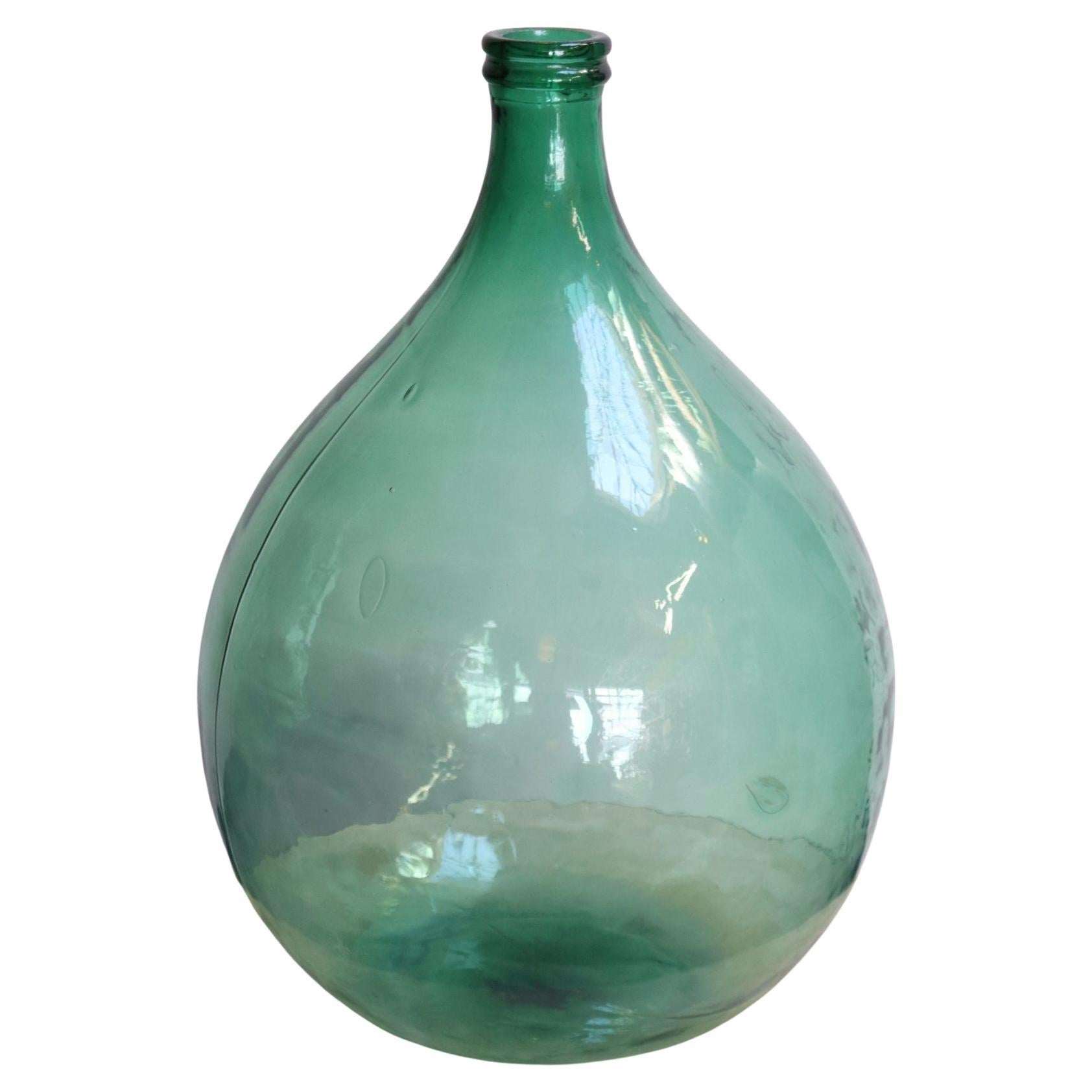 Grande Demijohn/Carboy italienne vintage verte soufflée à la main