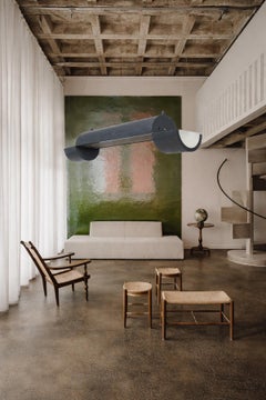 Large vintage Italian industrial style metal pendant lamp